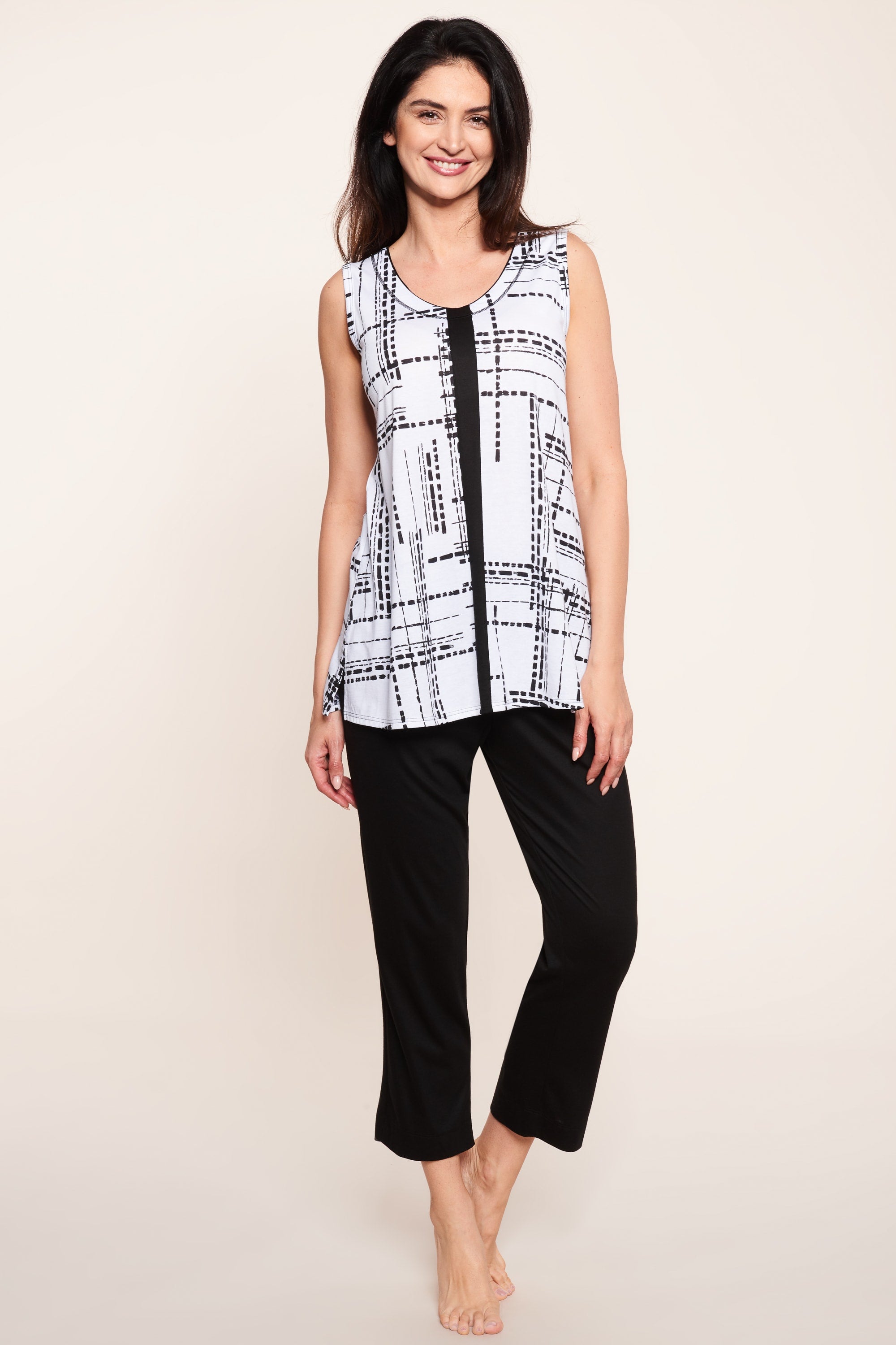 Rosch Shirt, Sleeveless, V-Neck Black And Whit (1213121) White-Black