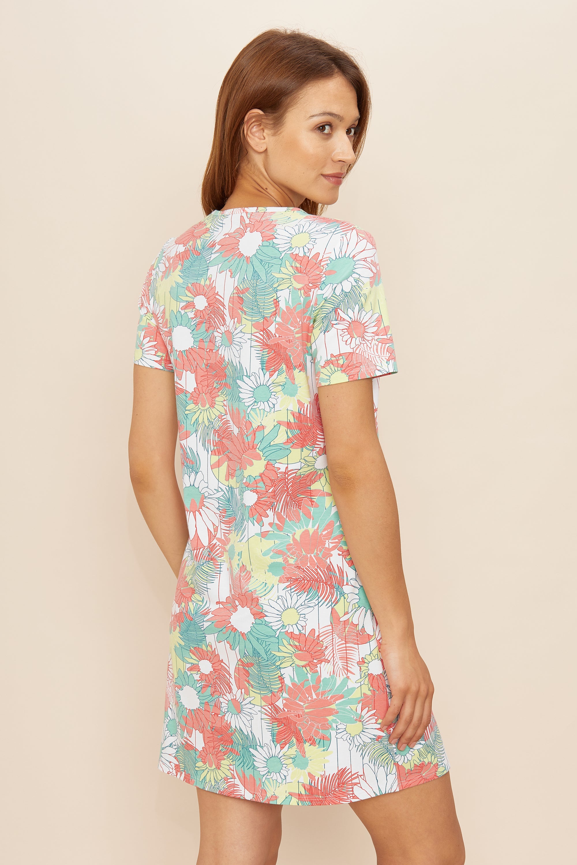 Rosch Night Dress, 1/2 Sleeve, Round Neck Trend Fashion (1222000) Flower Stripe
