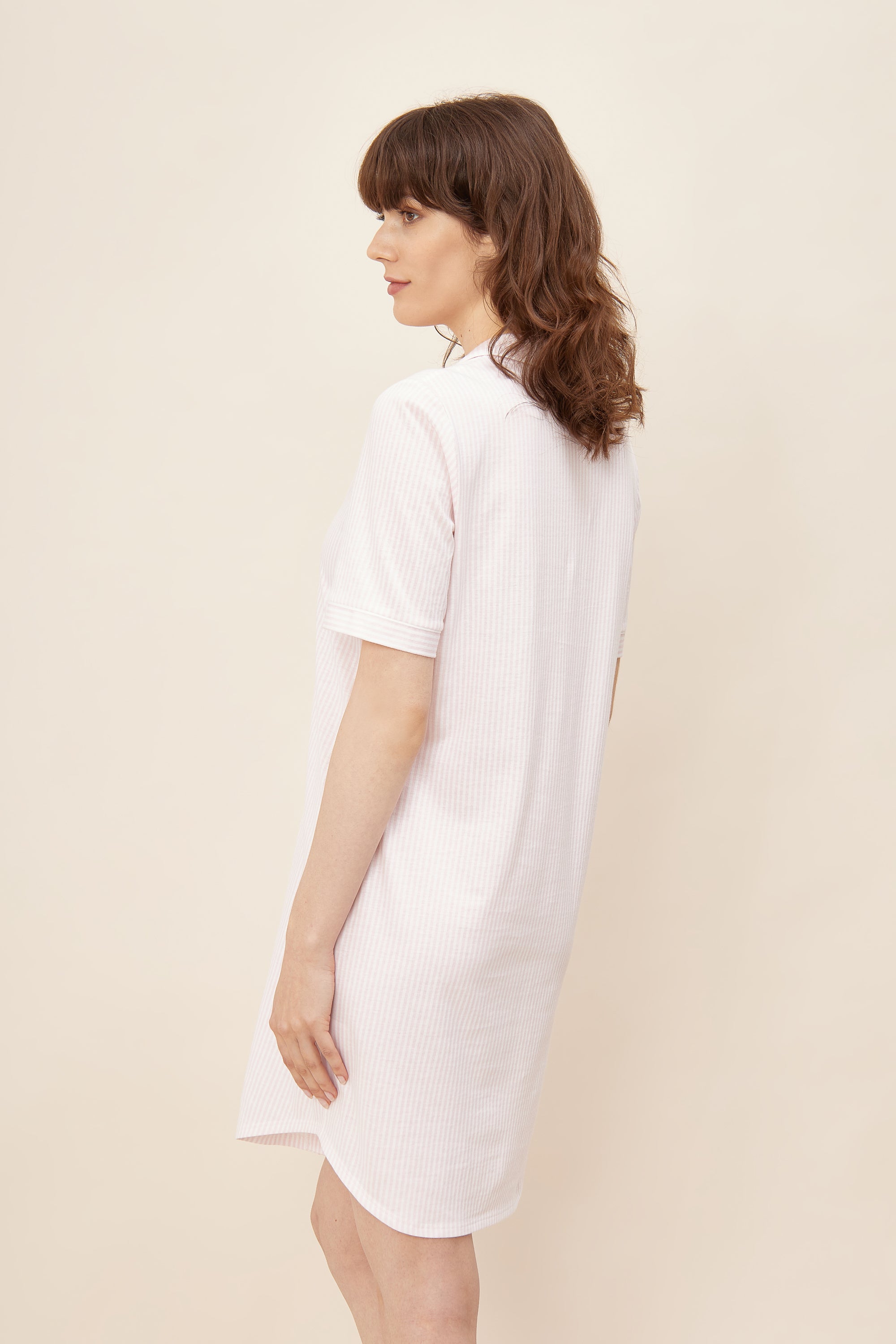 Rosch Night Dress, 1/2 Sleeve, Button-Through, Lapel Co (1223215) Stripe