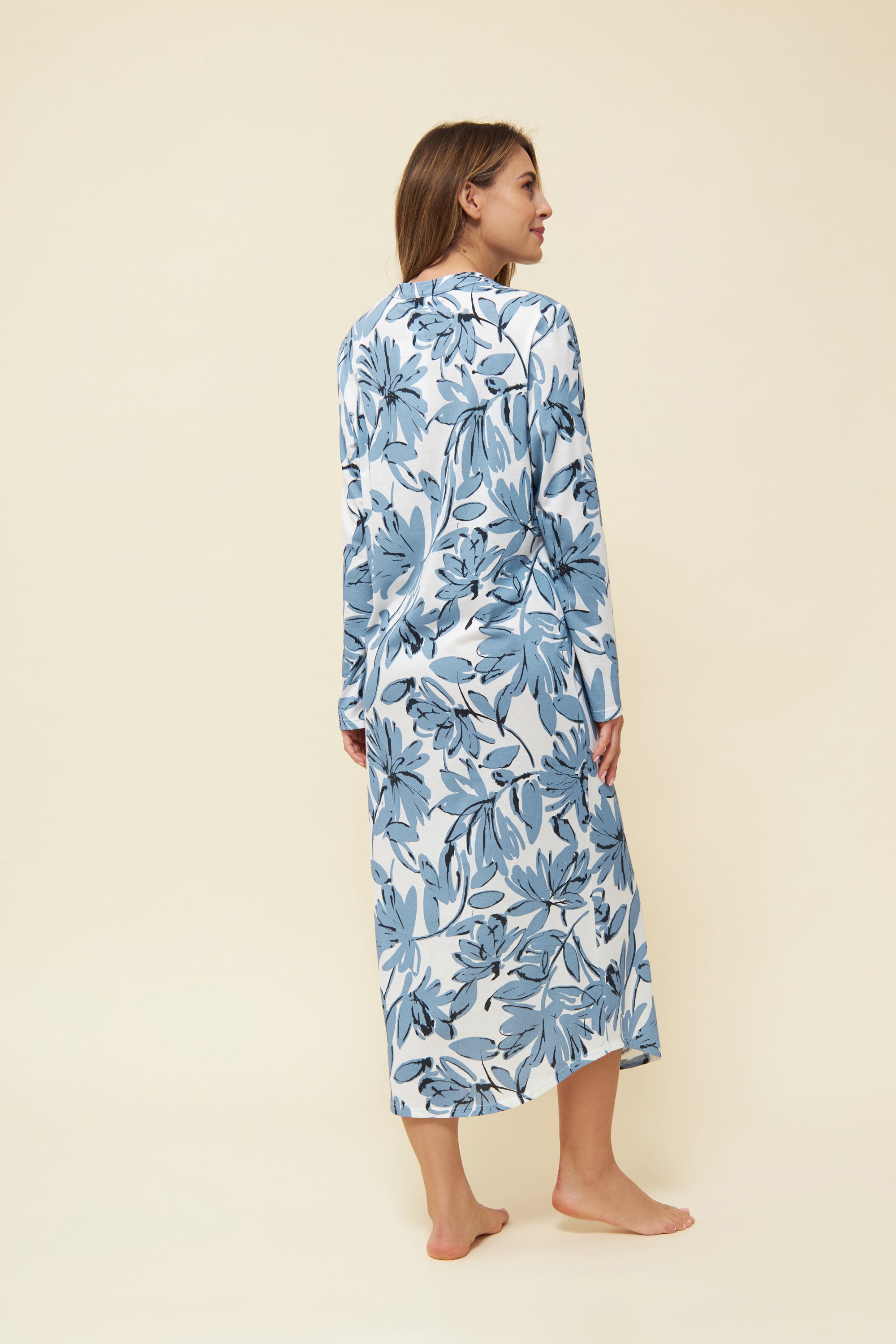 Rosch Night Dress, 1/1 Sleeve, V-Neck Denim Monoflower (1223560) Denim Flowers