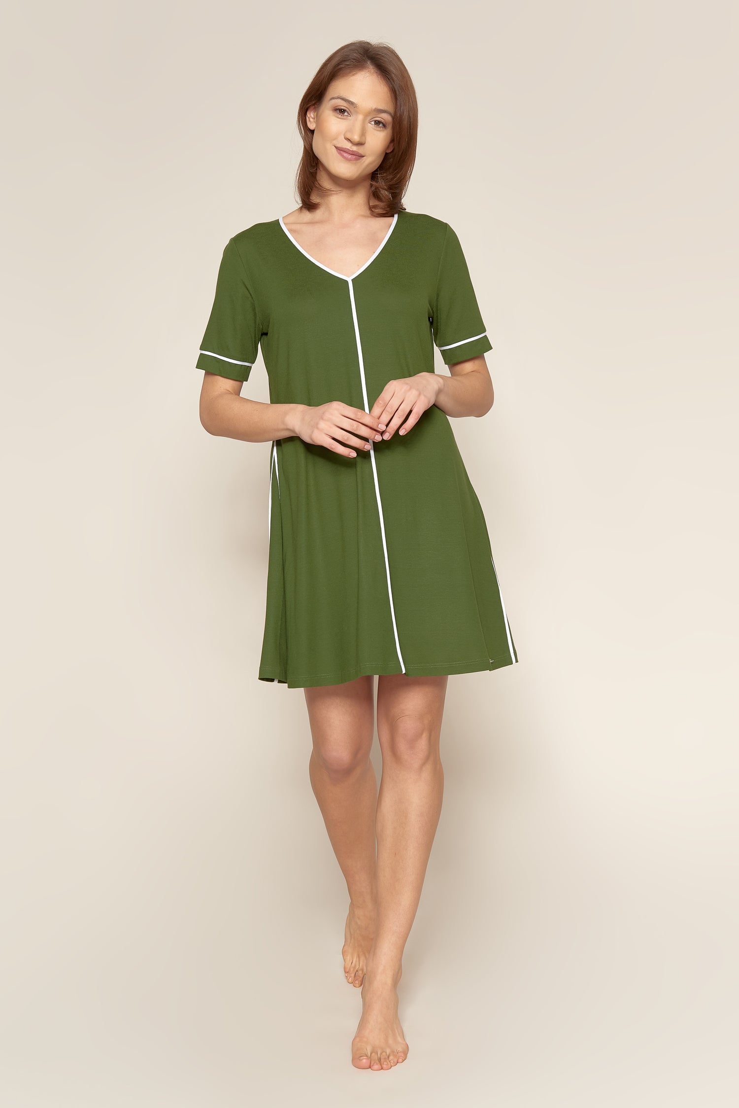 Rosch Beach Dress, 1/2 Sleeve, V-Neck Botanical Green (1225621) Green