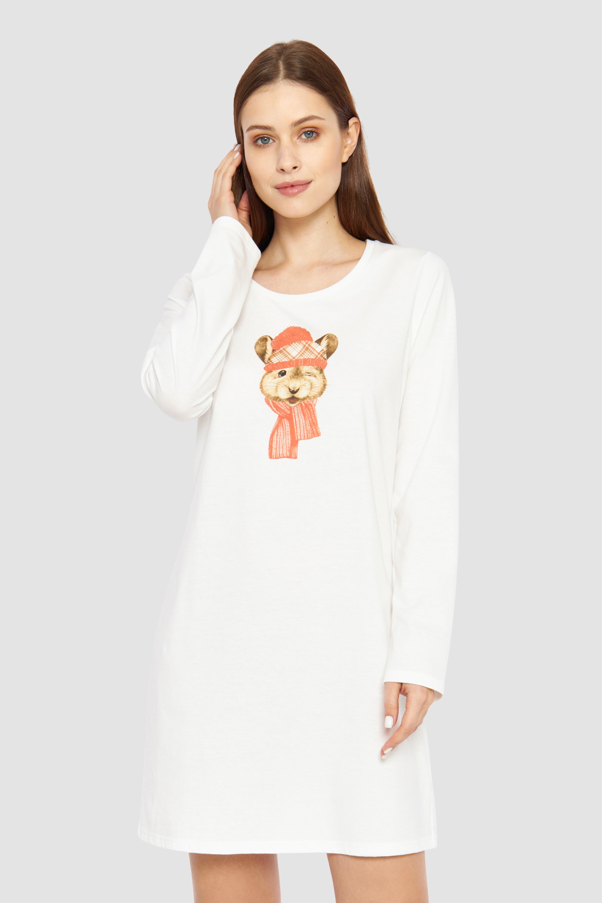 Rosch Night Dress, 1/1 Sleeve, Round Neck Highlight Aut (1232154) Cream