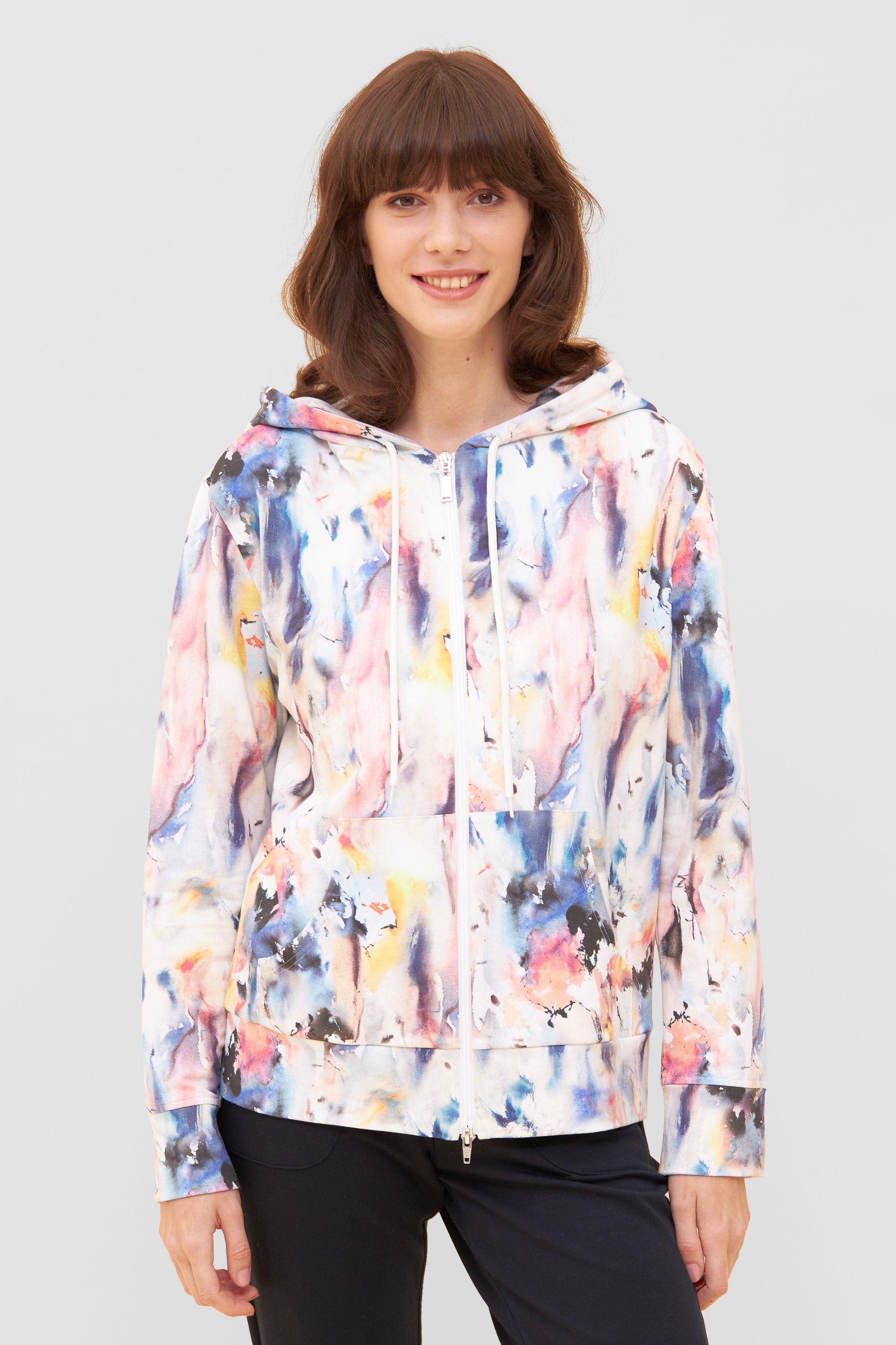 Rosch Hoodie Jacket Gots, 1/1 Sleeve, Zipper, (1233000) Colorful Print