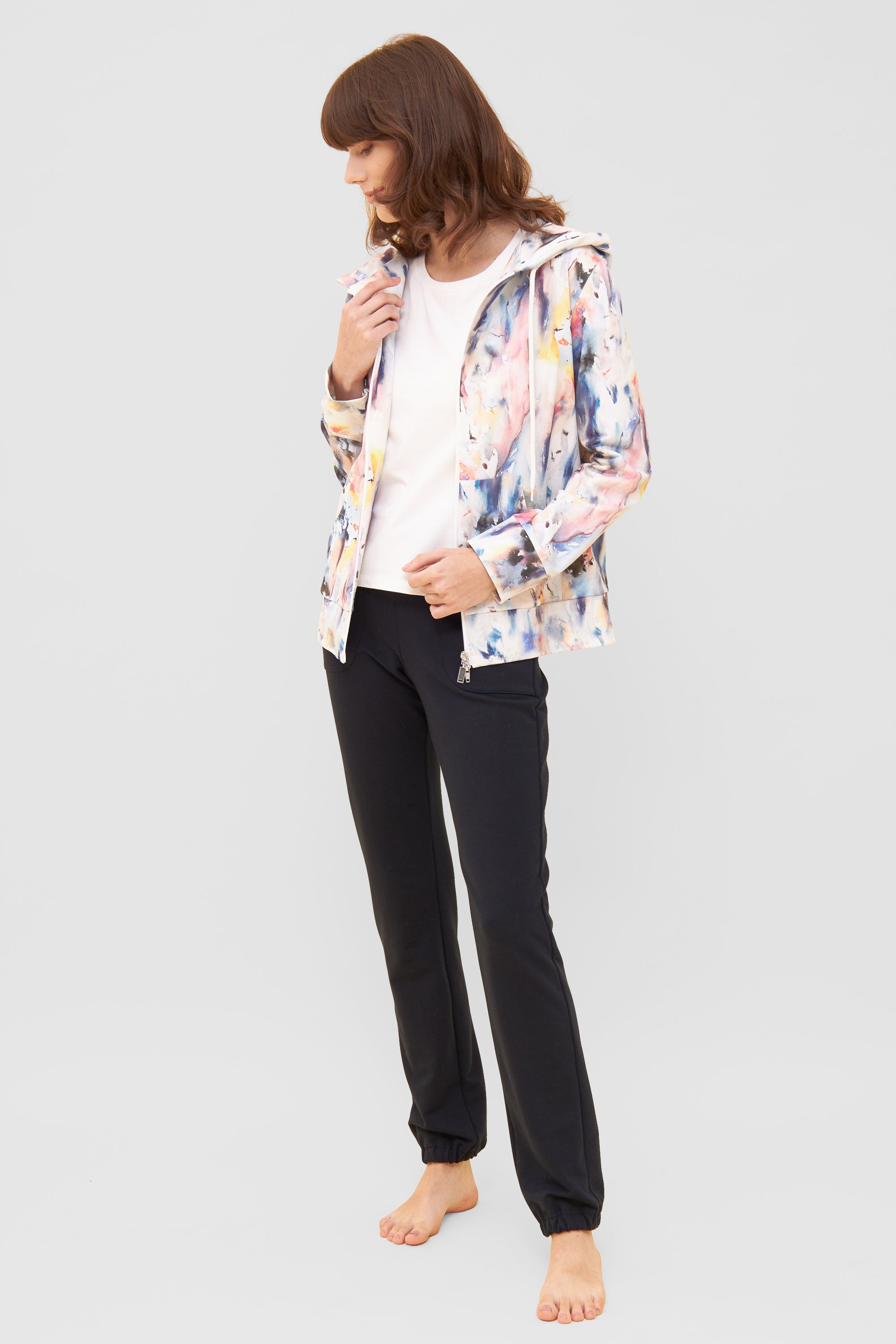 Rosch Hoodie Jacket Gots, 1/1 Sleeve, Zipper, (1233000) Colorful Print