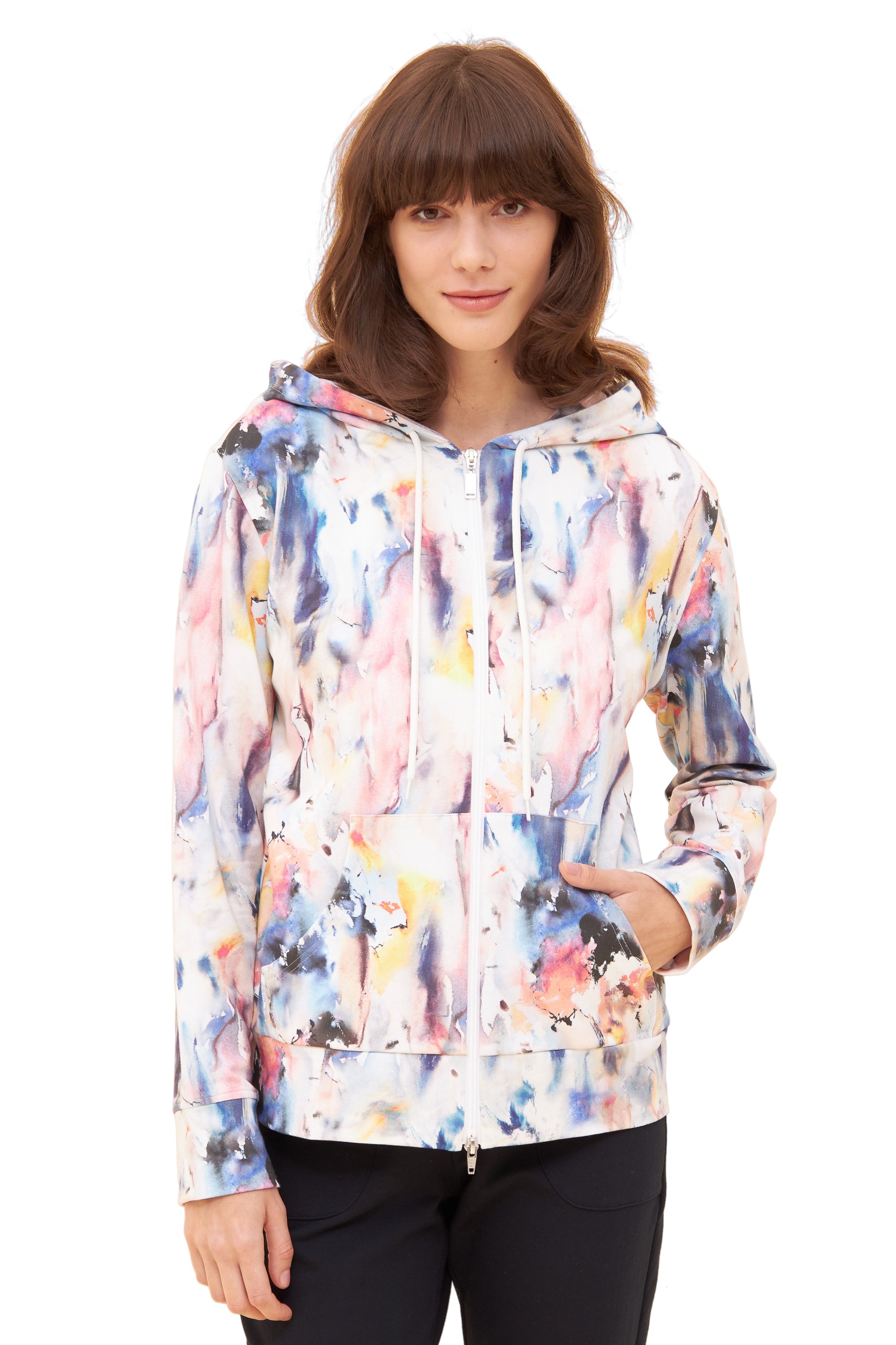 Rosch Hoodie Jacket Gots, 1/1 Sleeve, Zipper, (1233000) Colorful Print