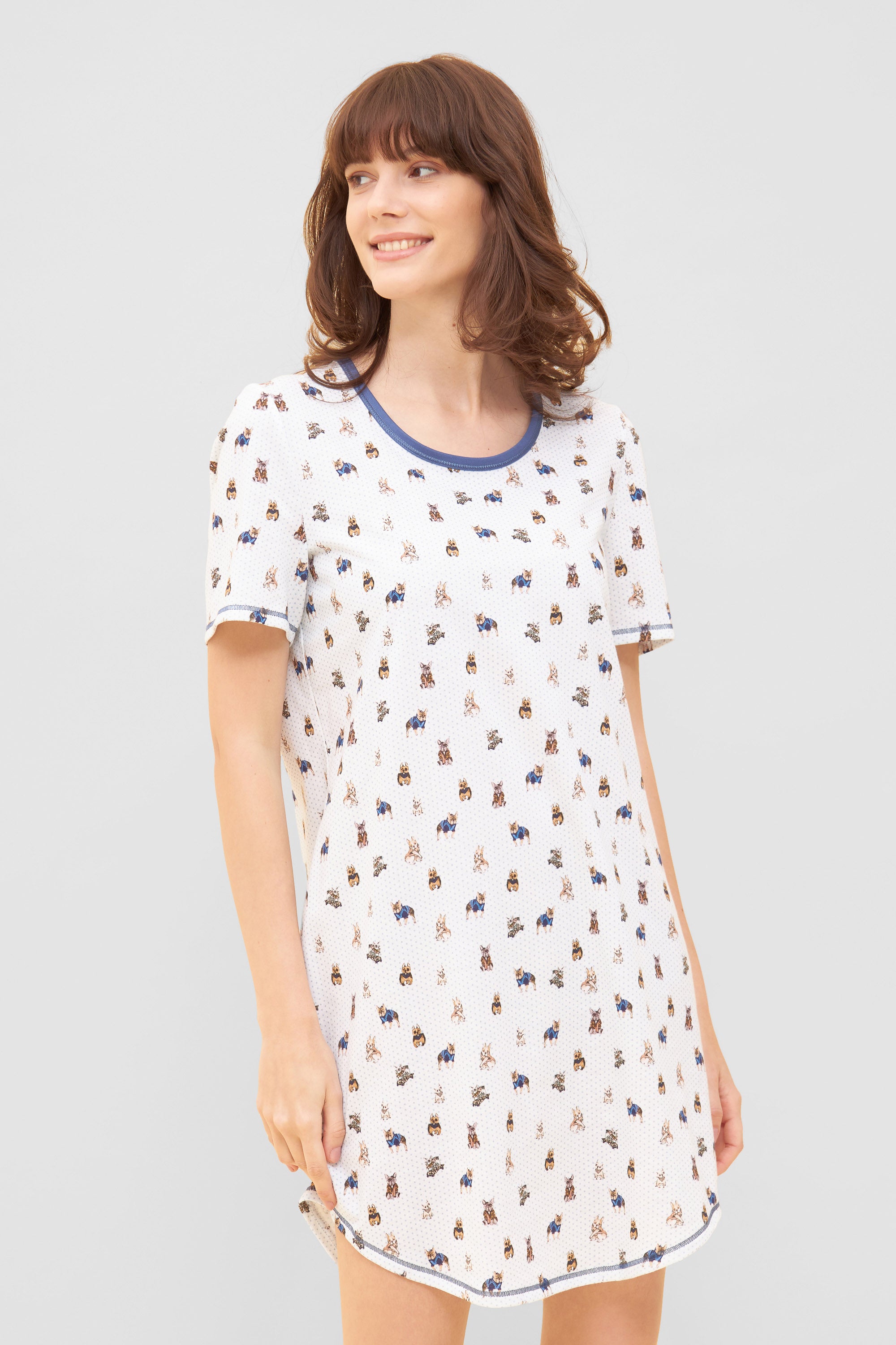 Rosch Night Dress, 1/2 Sleeve, Round Neck Funny Dogs (1233105) Animalprint