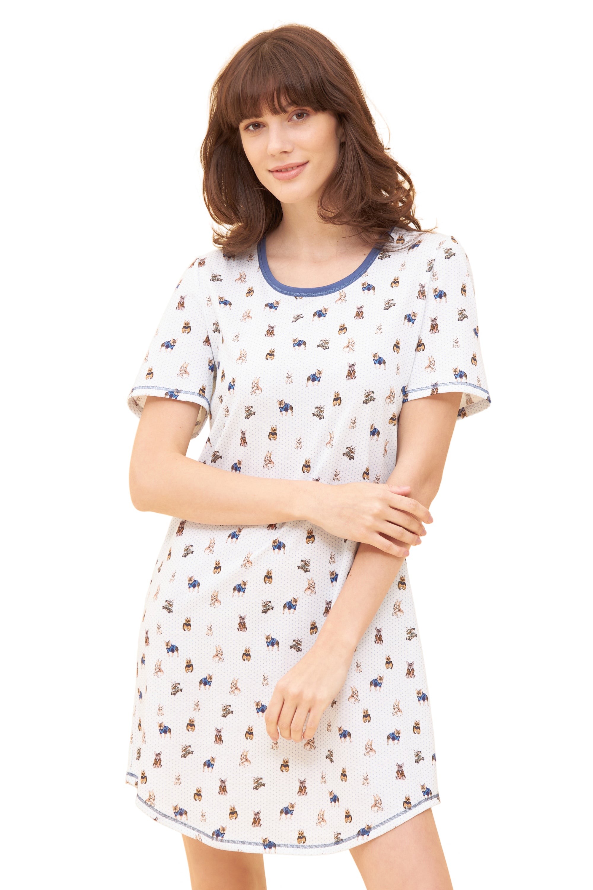 Rosch Night Dress, 1/2 Sleeve, Round Neck Funny Dogs (1233105) Animalprint