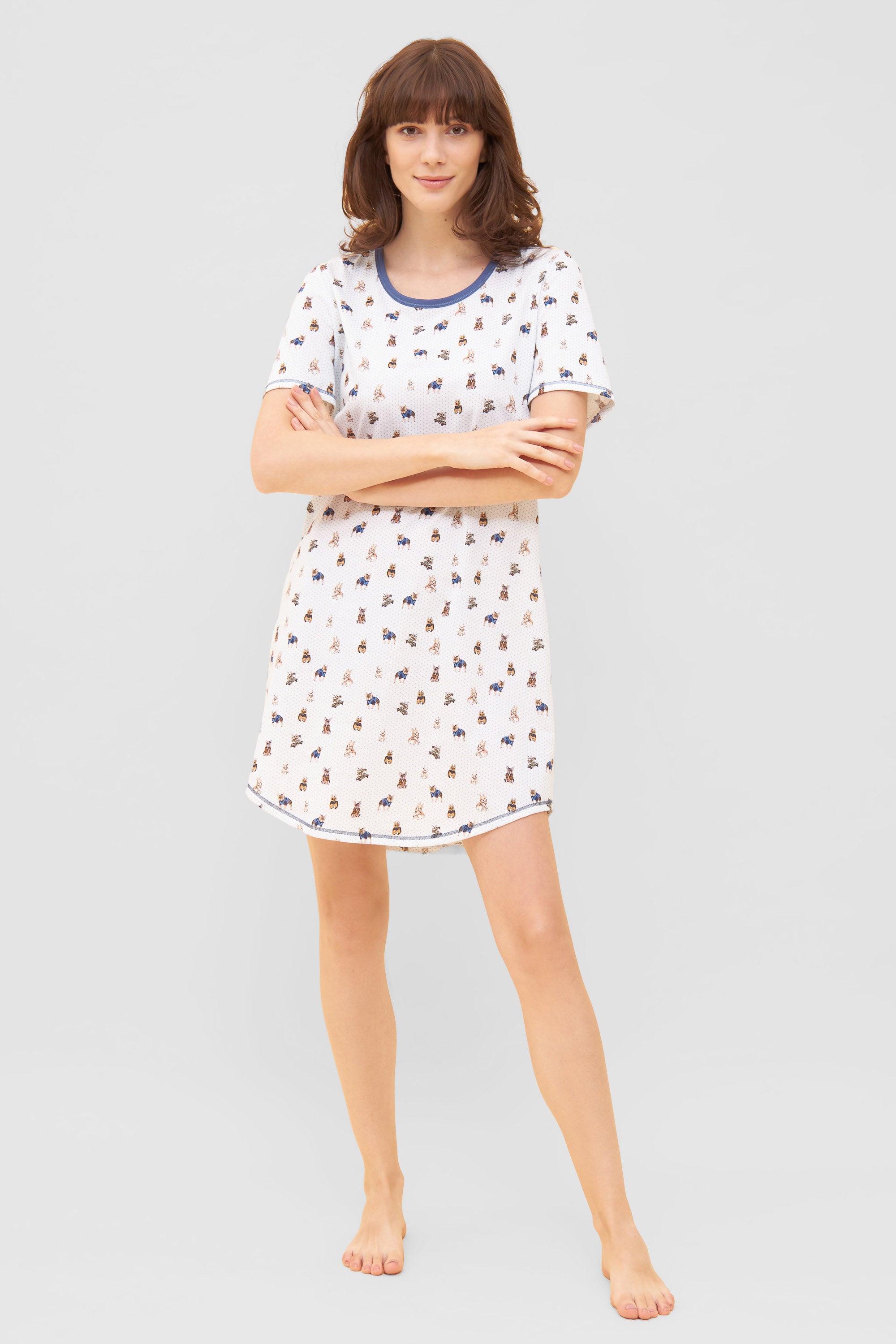 Rosch Night Dress, 1/2 Sleeve, Round Neck Funny Dogs (1233105) Animalprint