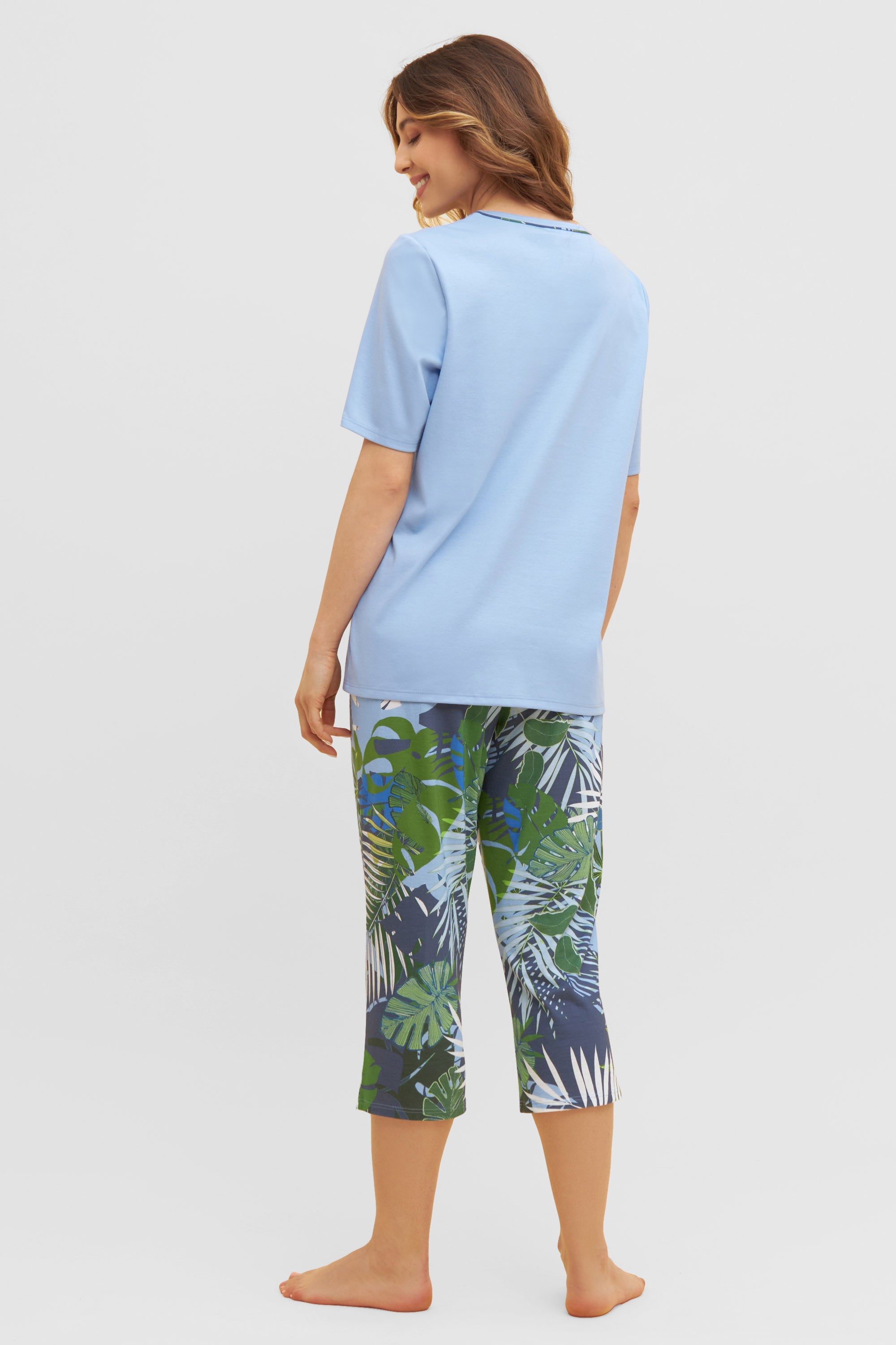 Rosch Pajama, 1/2 Sleeve, Pants 3/4, V-Neck Leaves (1233113) Jungle Mood