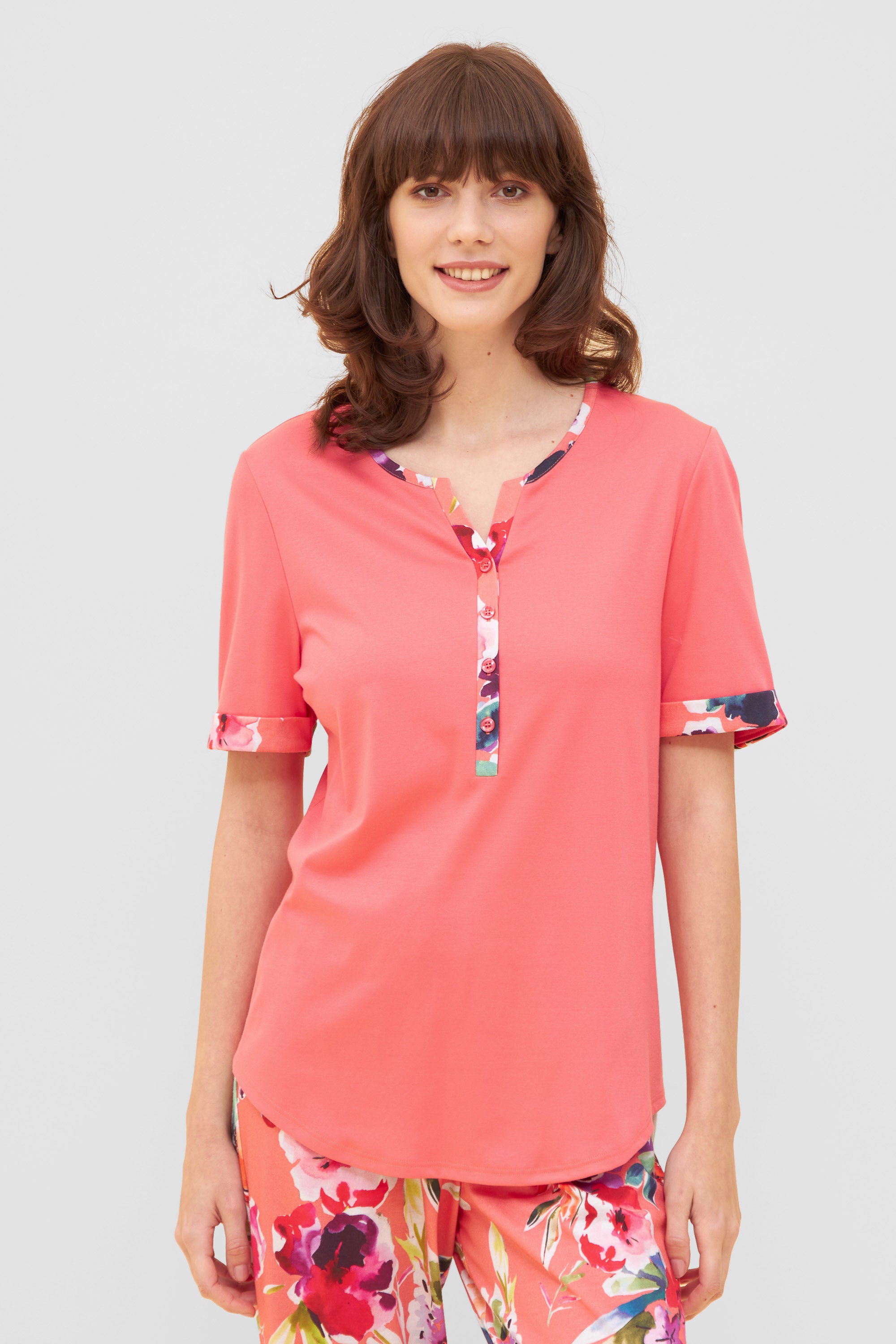 Rosch Pajama, 1/2 Sleeve, 7/8 Pants, Button Panel (1233121) Summer Bloom