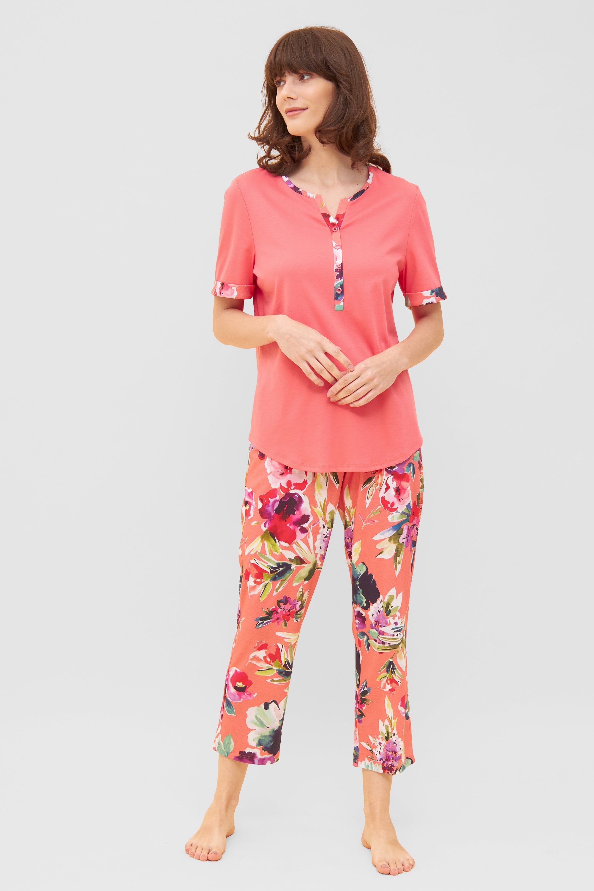 Rosch Pajama, 1/2 Sleeve, 7/8 Pants, Button Panel (1233121) Summer Bloom