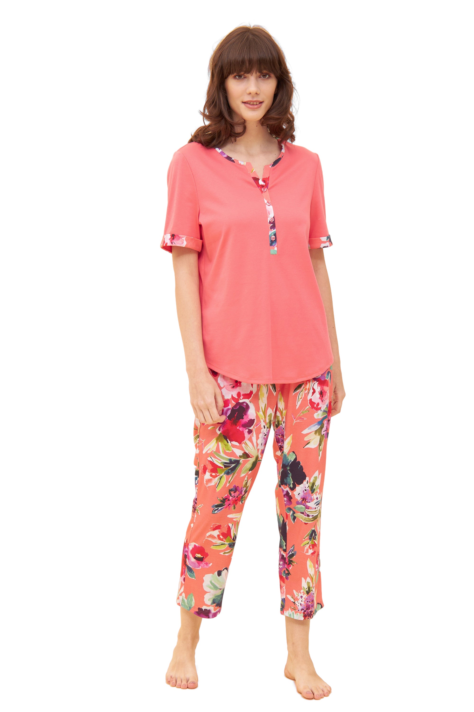 Rosch Pajama, 1/2 Sleeve, 7/8 Pants, Button Panel (1233121) Summer Bloom
