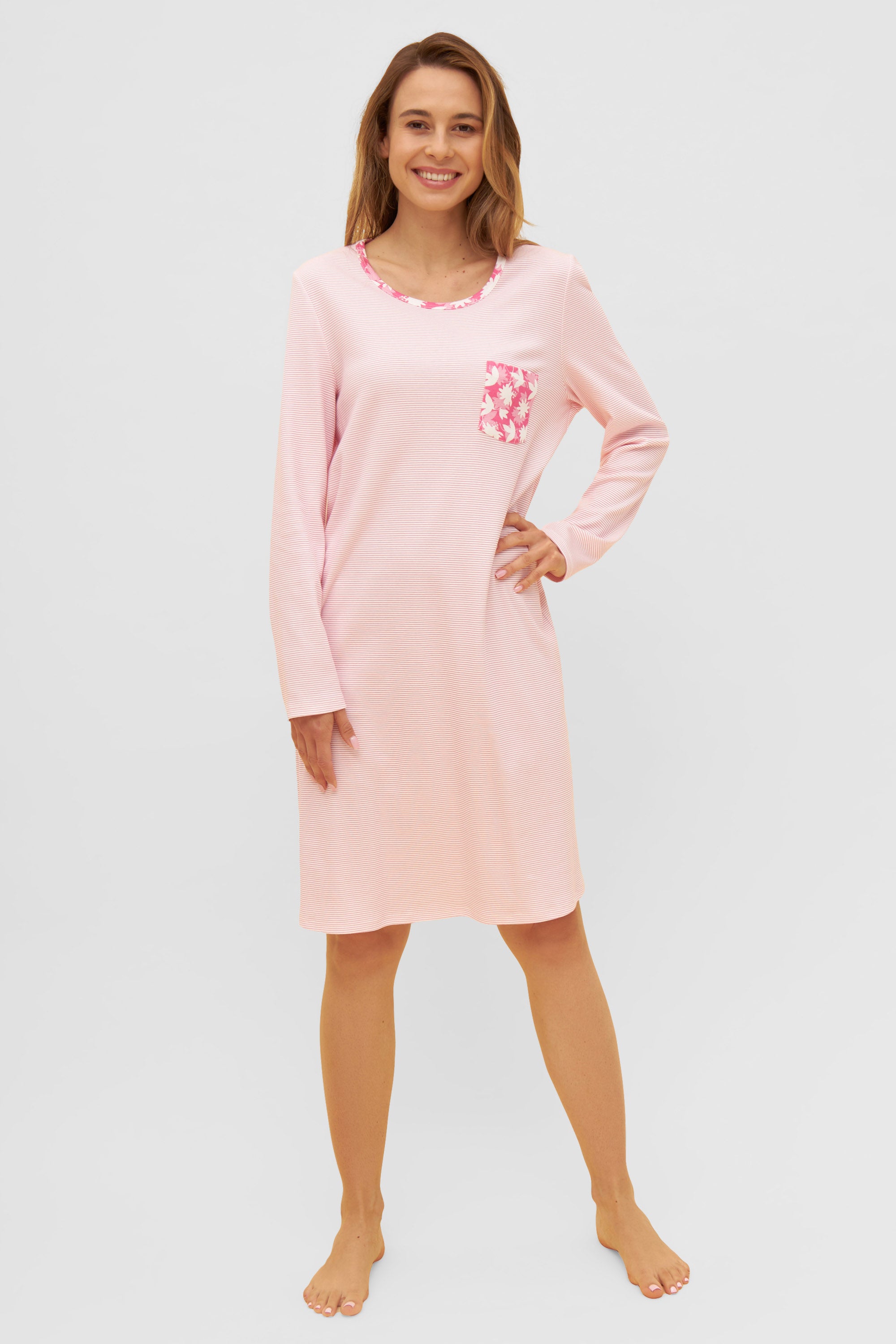 Rosch Night Dress, 1/1 Sleeve, Round Neck Winterwarm Le (1233265) Print Mix