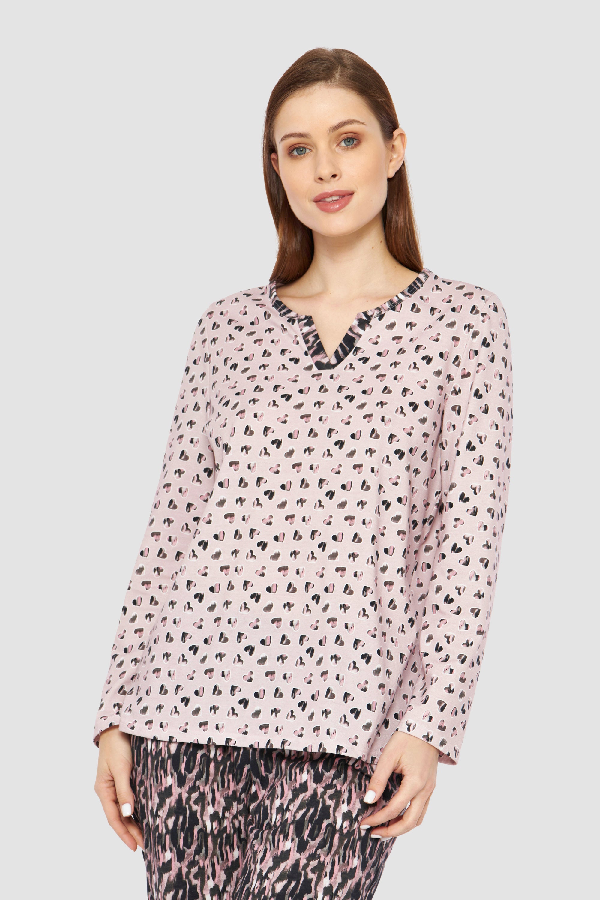 Rosch Pajama, 1/1 Sleeve, Pants 7/8, Roundneck Hea (1233510) Print Mix