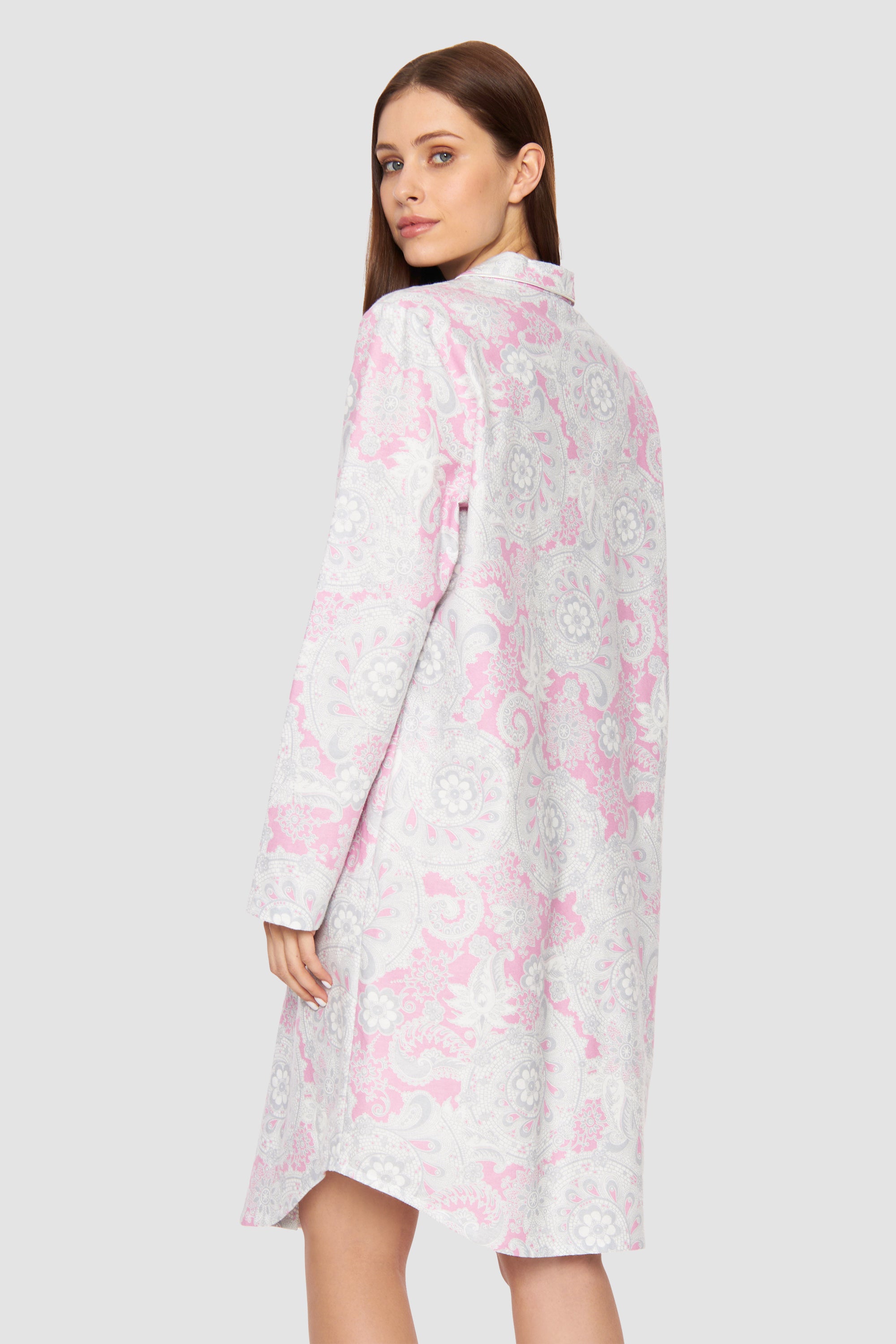 Rosch Night Dress, 1/1 Sleeve, Button-Through, Lapel Co (1233536) Ornamental Print