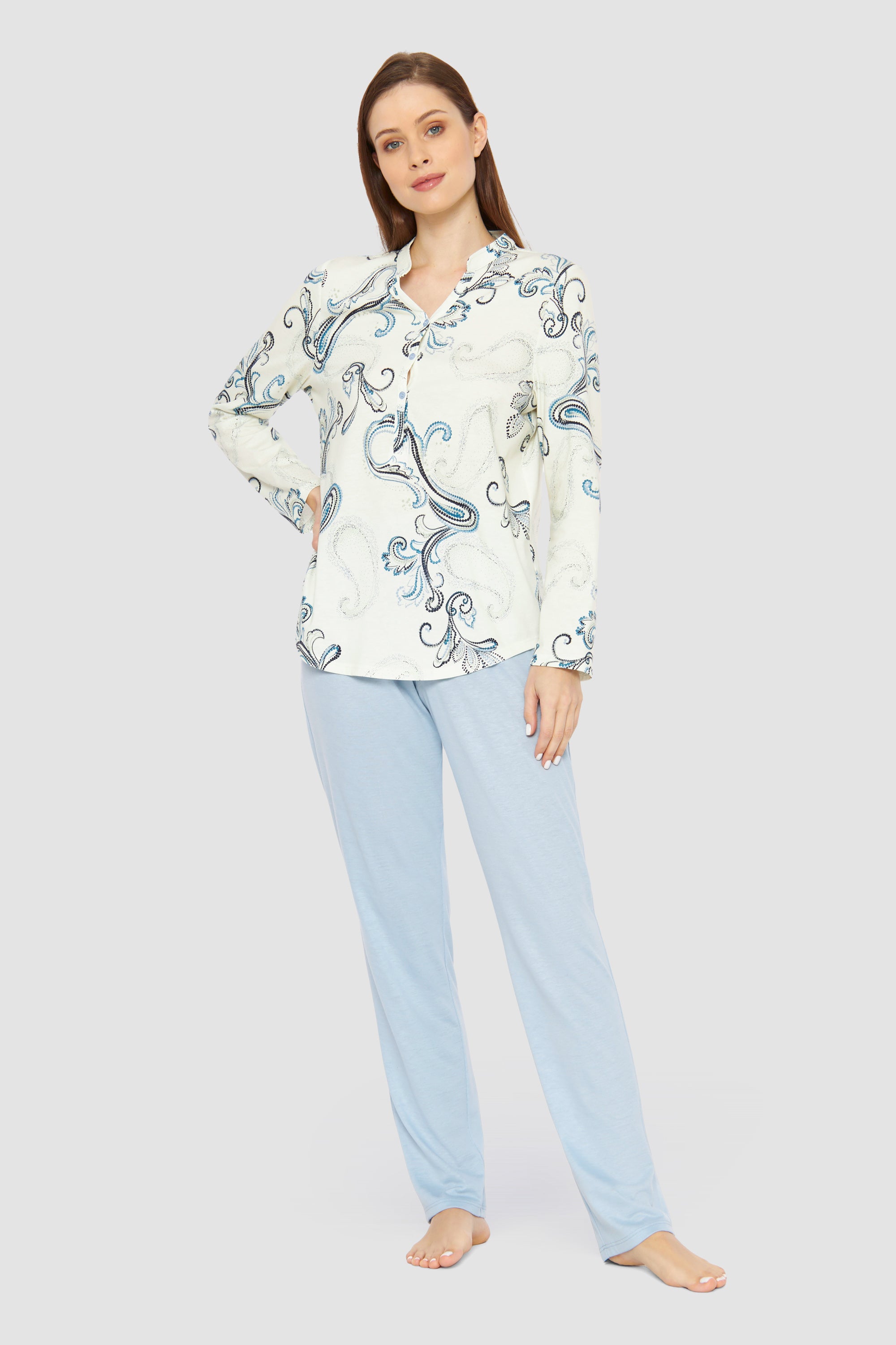 Rosch Pajama, 1/1 Sleeve, Pants 1/1, Round Neck, B (1233616) Paisley