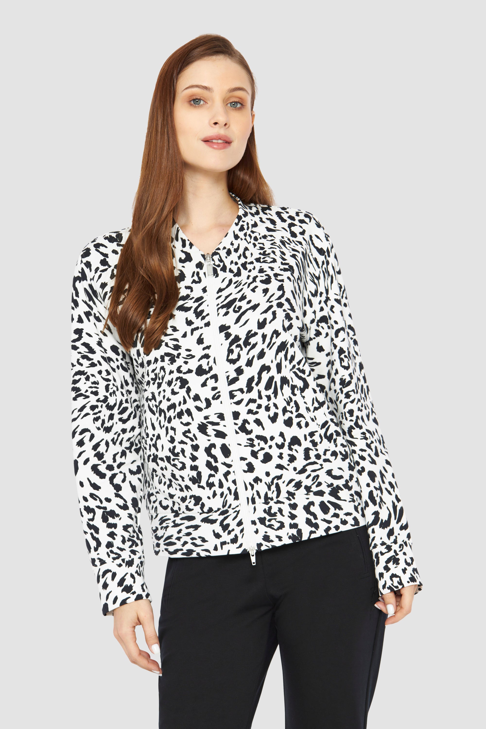 Rosch Jacket Gots, 1/1 Sleeve, Zipper, Pockets (1233725) Leo Black-White