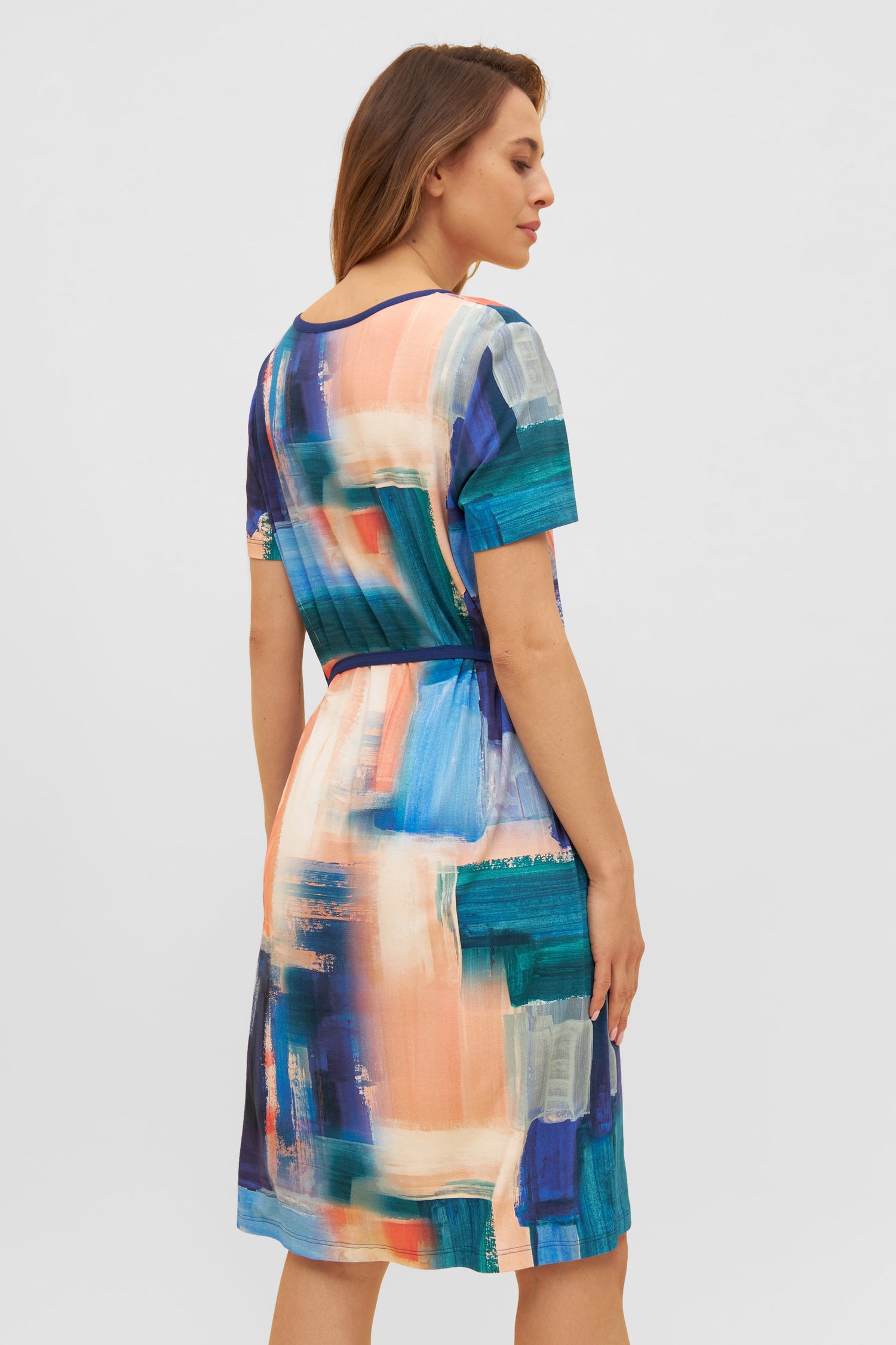 Rosch Beach Dress, 1/2 Sleeve, Pockets, V-Neck Royal P (1235603) Blue Watercolor