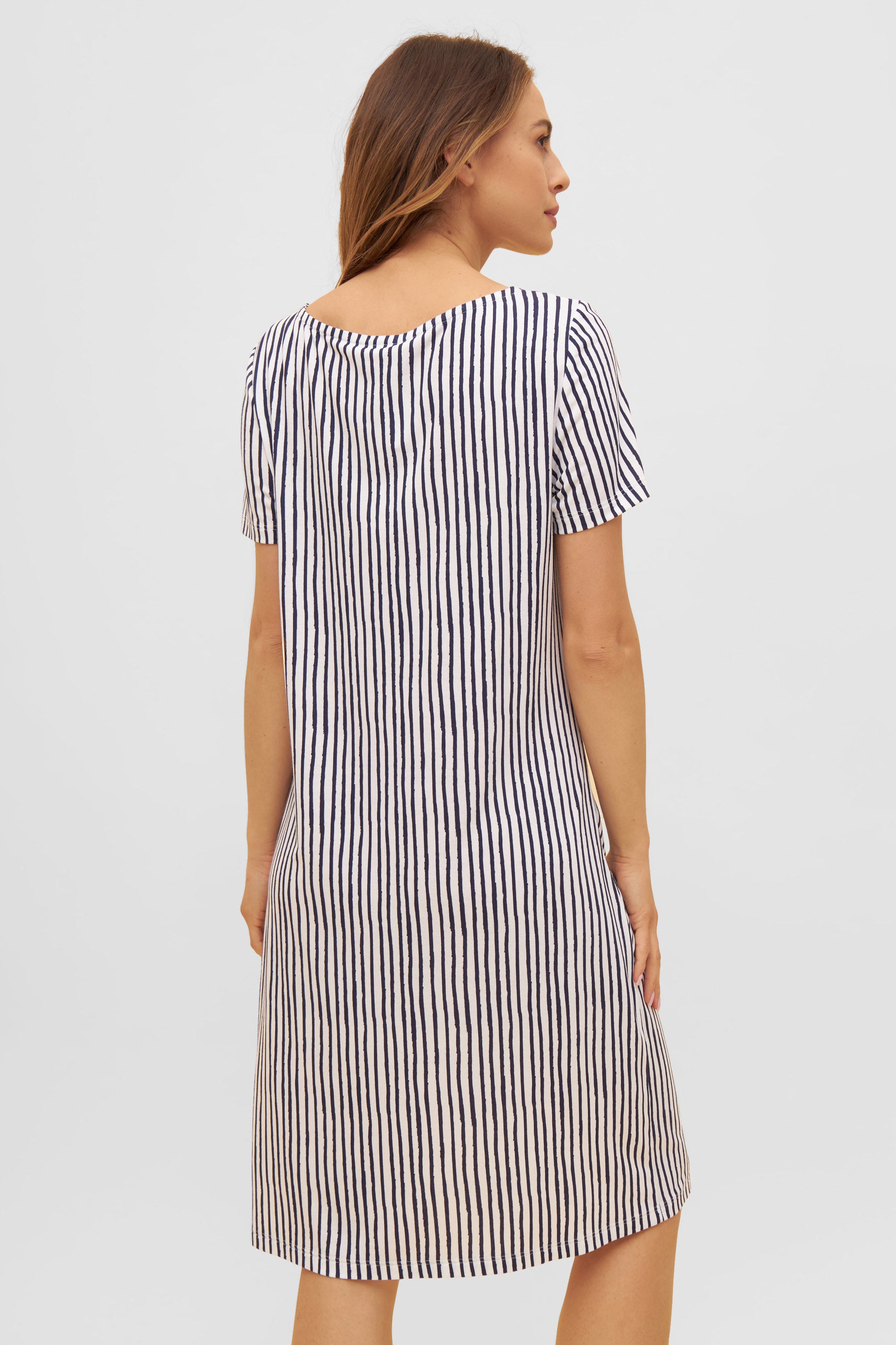 Rosch Beach Dress, 1/2 Sleeve, V-Neck, Stripes (1235605) Navy Stripe