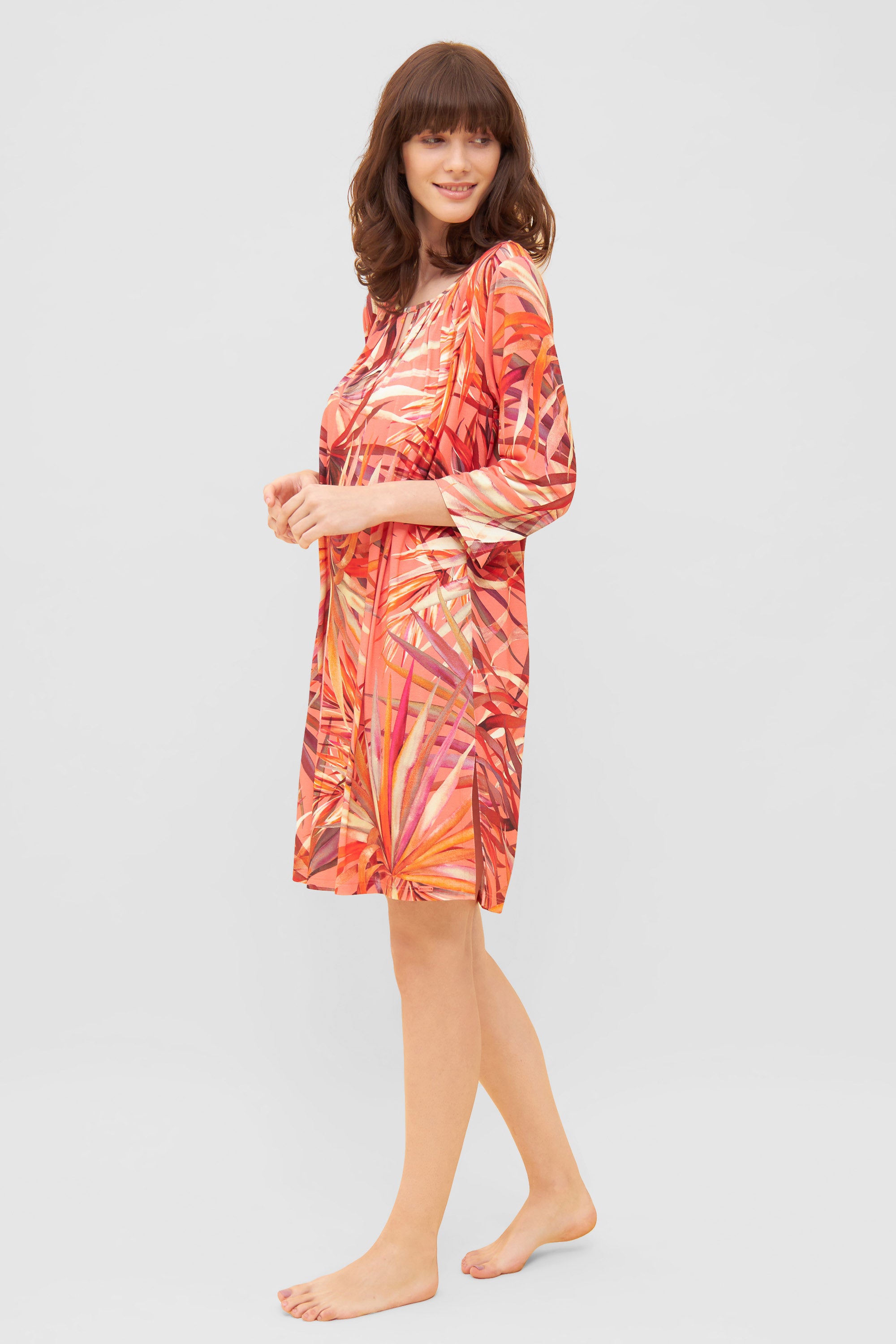 Rosch Beach Dress, Kaftan, 3/4 Sleeve, Round Neck Tropi (1235640) Multicolor Leaves