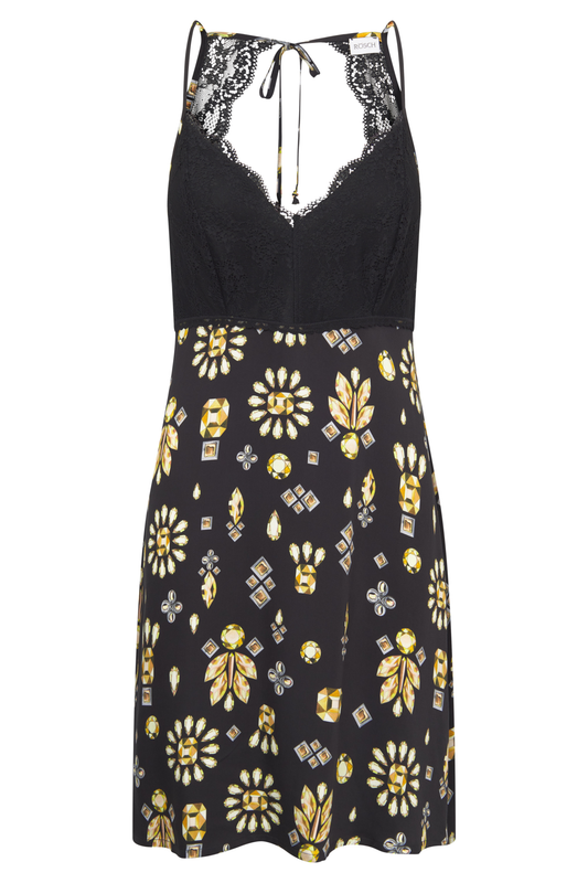 Rösch Nightgown front view in Black Print