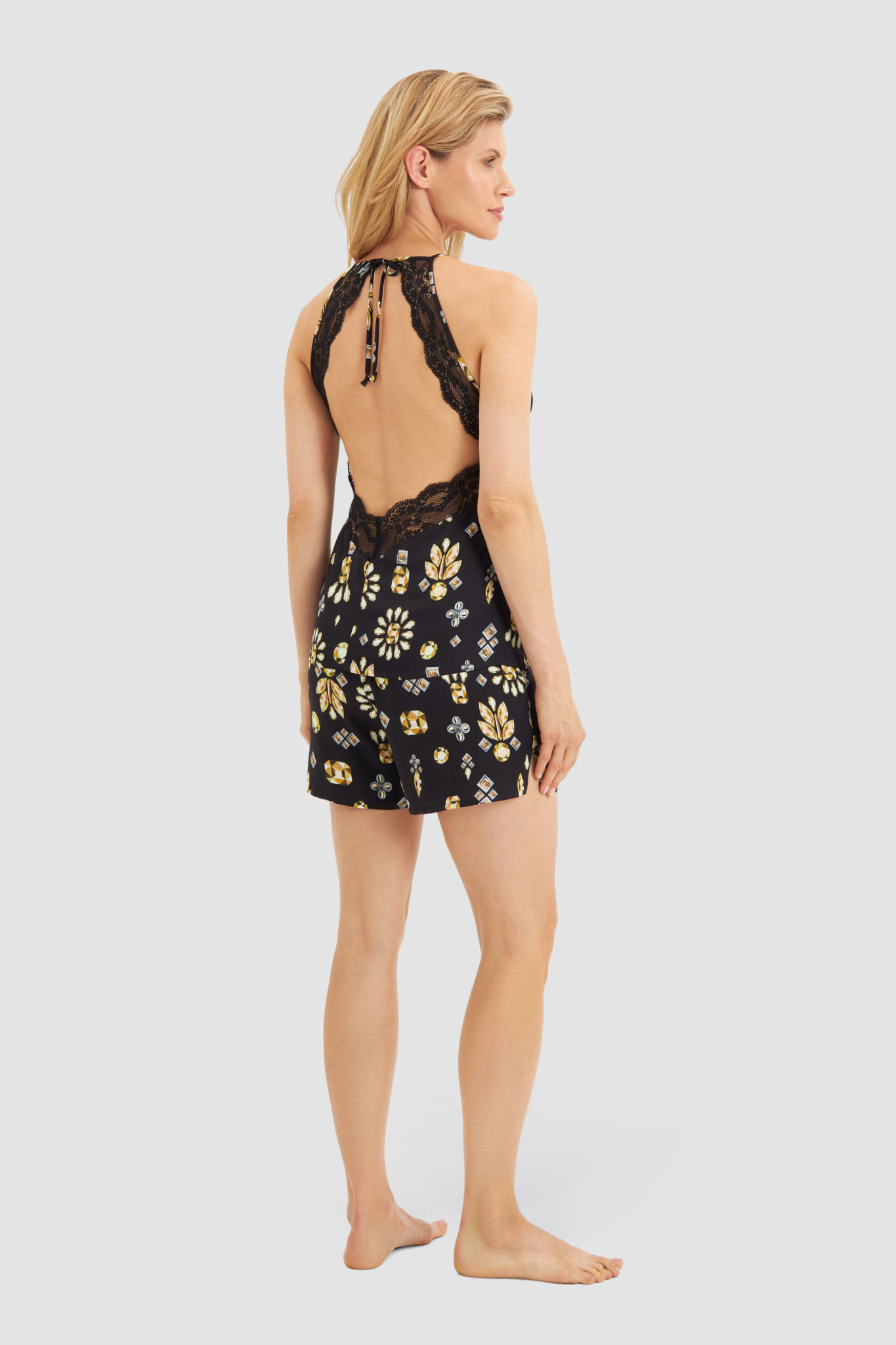 Rösch Pyjamas back view in Black Print