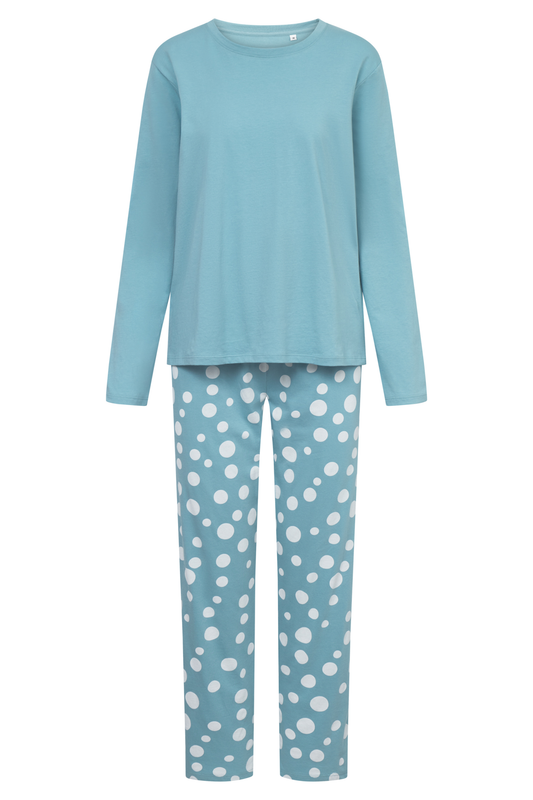 Rösch Pyjamas front view in Cool Mint Dots