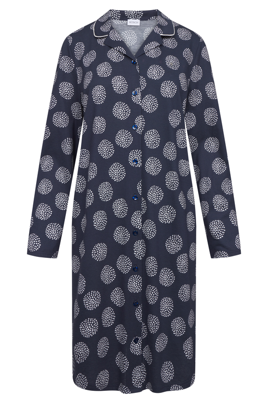 Rösch Nightgown front view in Navy Dots