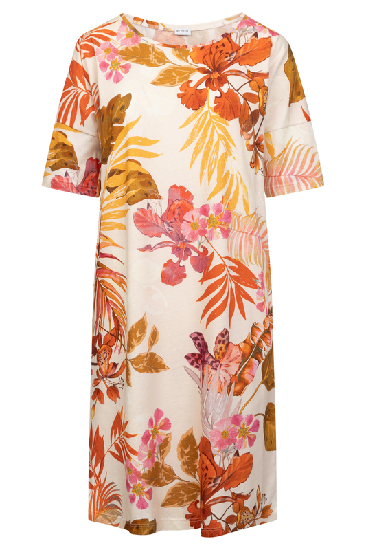 Rösch Nightgown front view in Modern Leaves