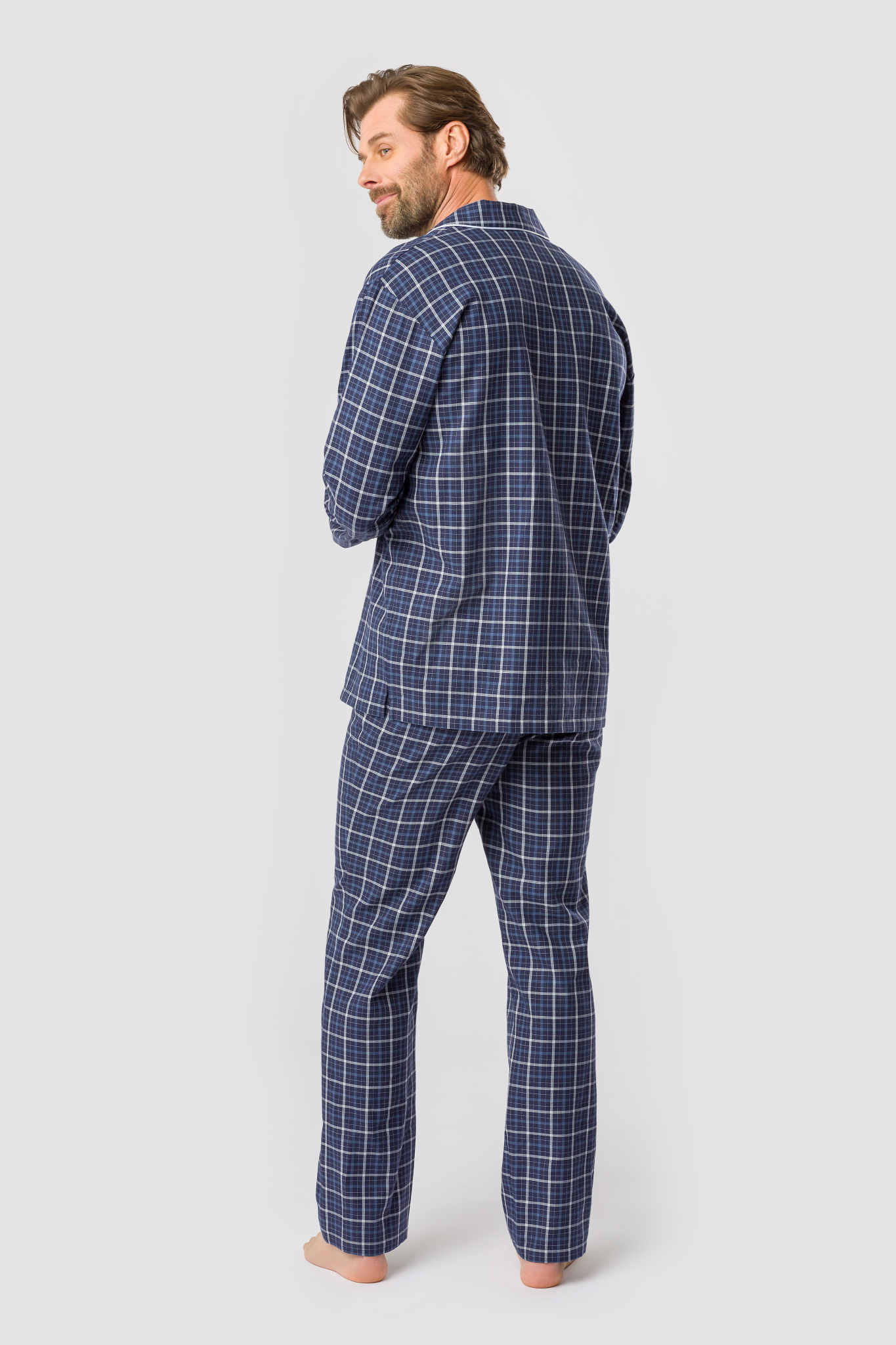 Rösch Pyjamas back view in Navy Check