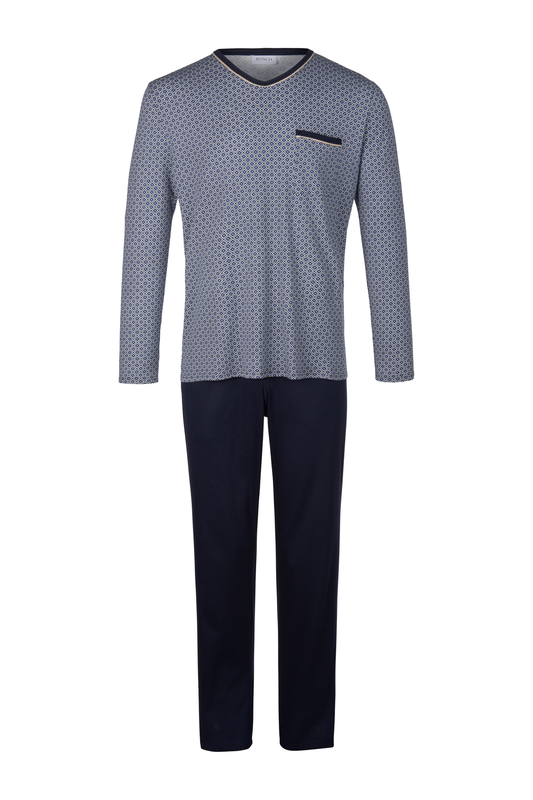 Rösch Pyjamas front view in Minimal blue