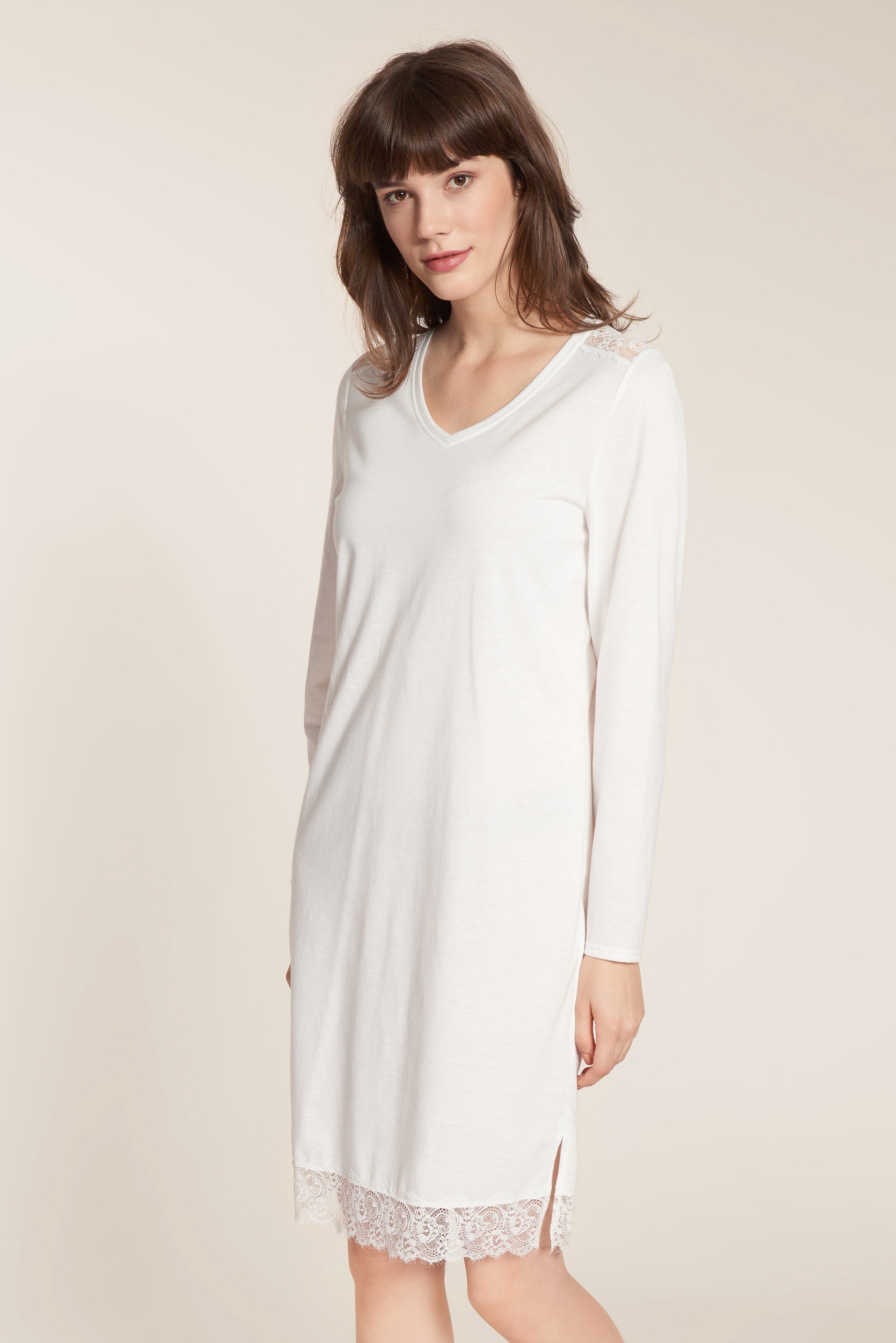 Rosch Night Dress, 1/1 Sleeve, V-Neck Soft Lace (1884142) Ecru