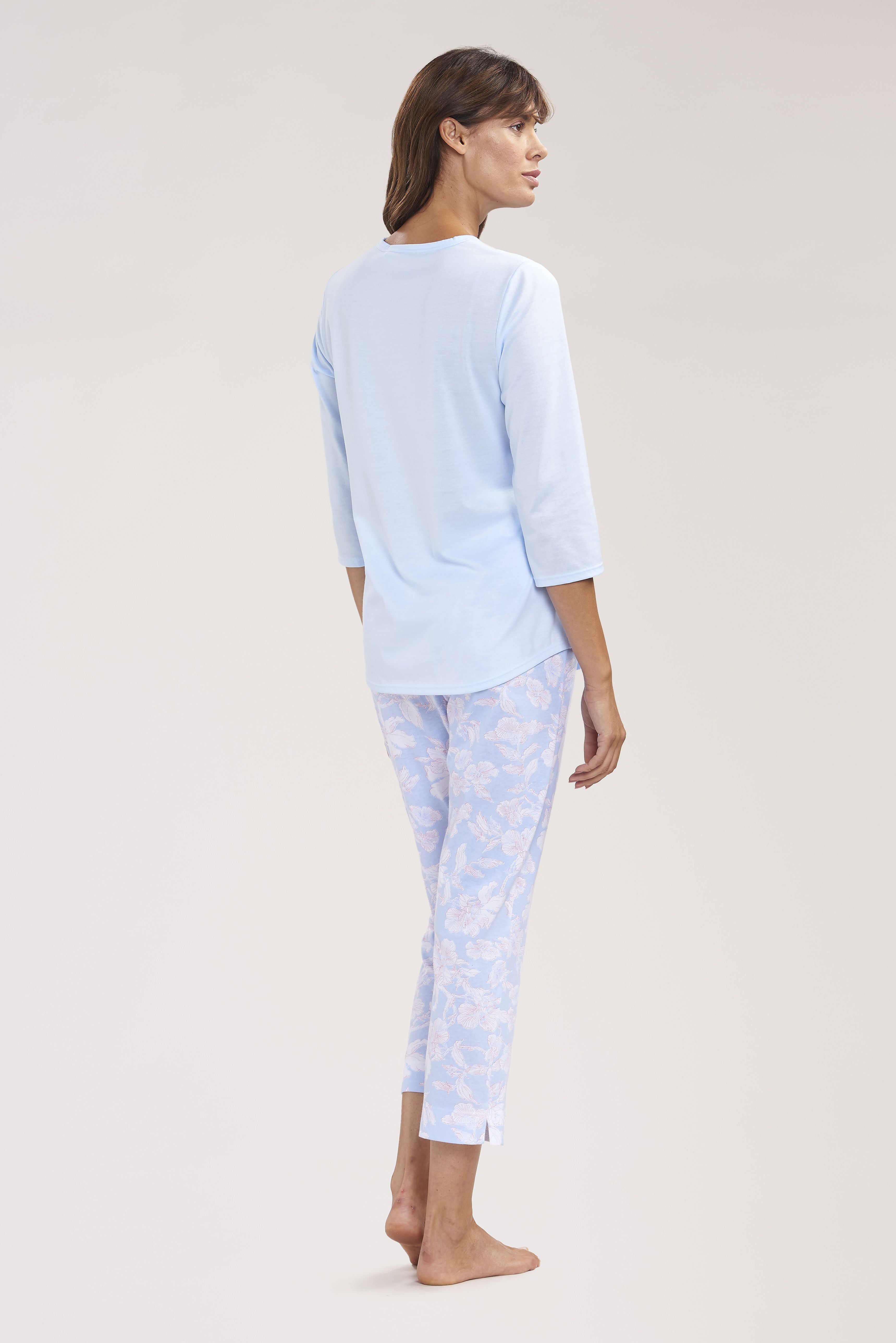 Rosch Pants, 7/8, Slit, Regular Flowerprint St (1884152) Arctic Blue