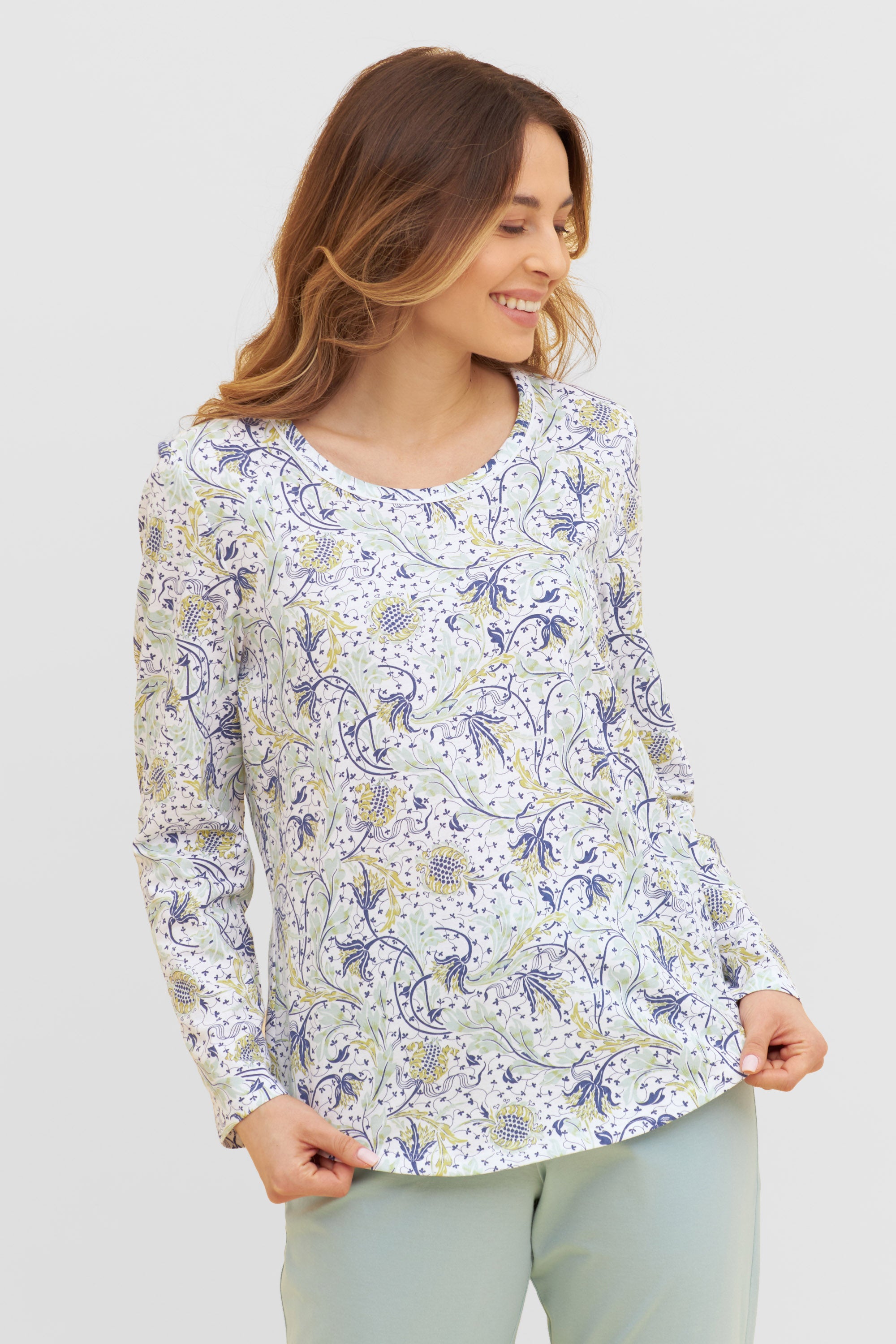 Rosch Shirt Gots, 1/1 Sleeve, Round Neck Ornam (1884806) Jade Ornamental