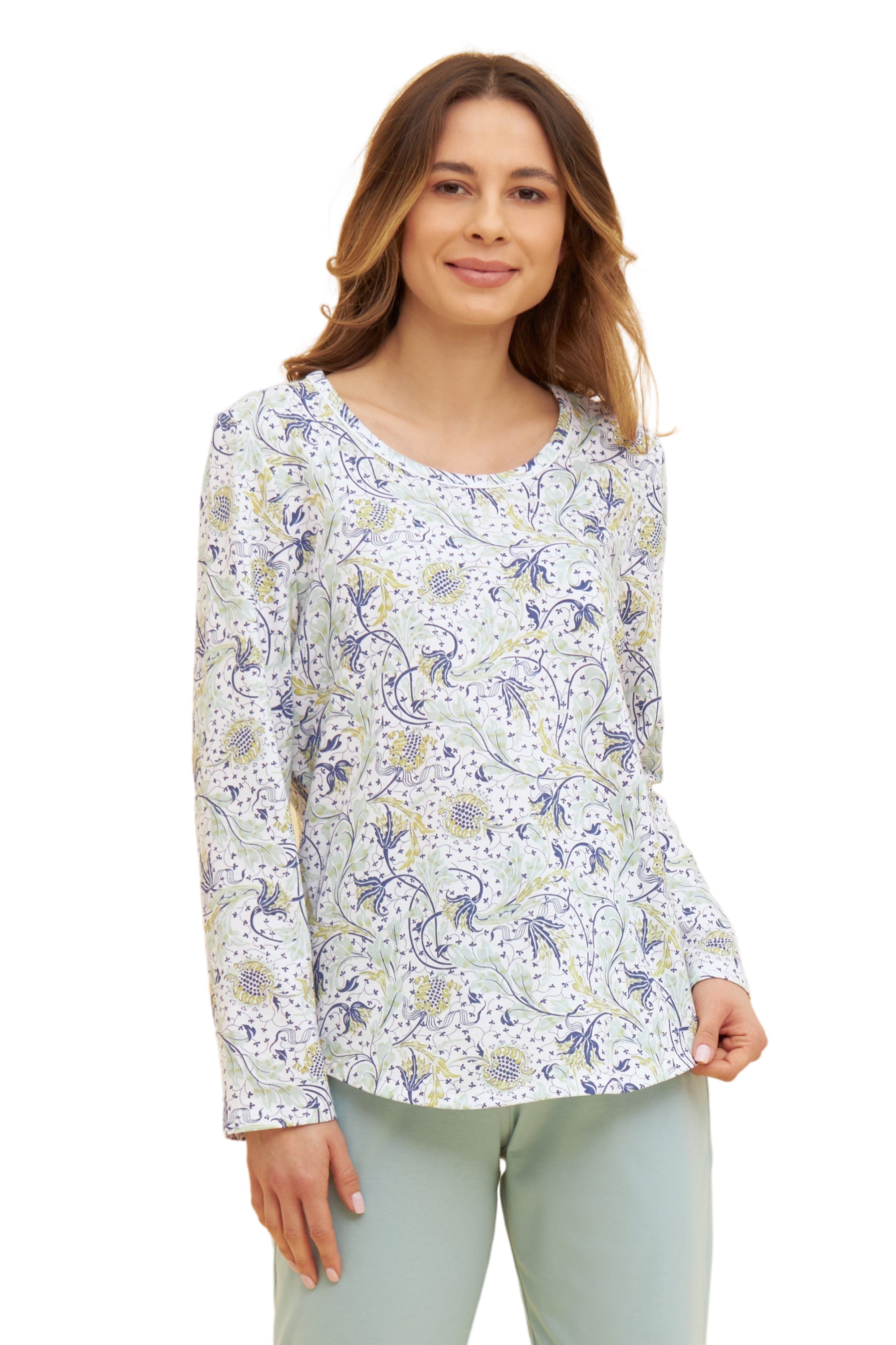 Rosch Shirt Gots, 1/1 Sleeve, Round Neck Ornam (1884806) Jade Ornamental