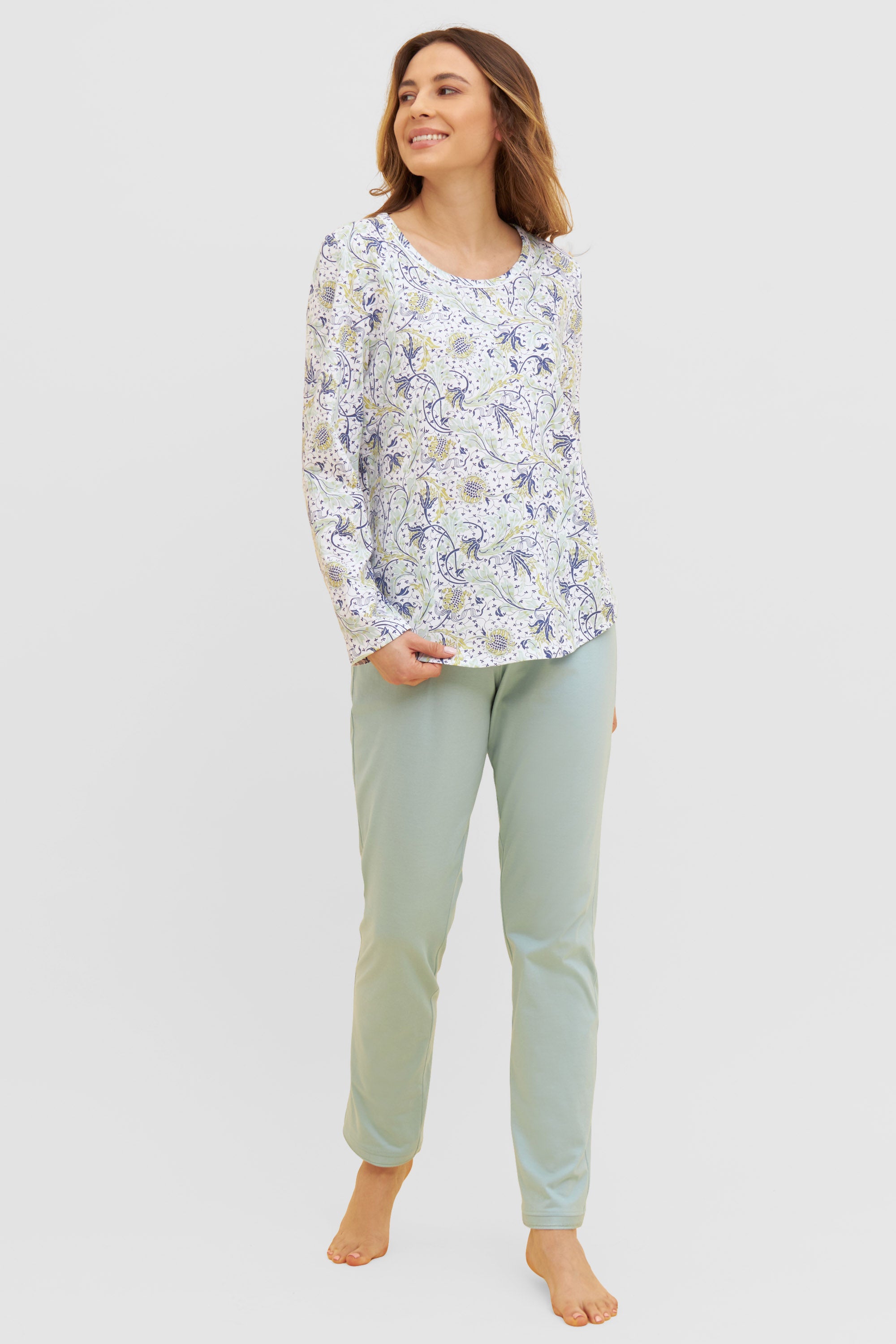 Rosch Shirt Gots, 1/1 Sleeve, Round Neck Ornam (1884806) Jade Ornamental