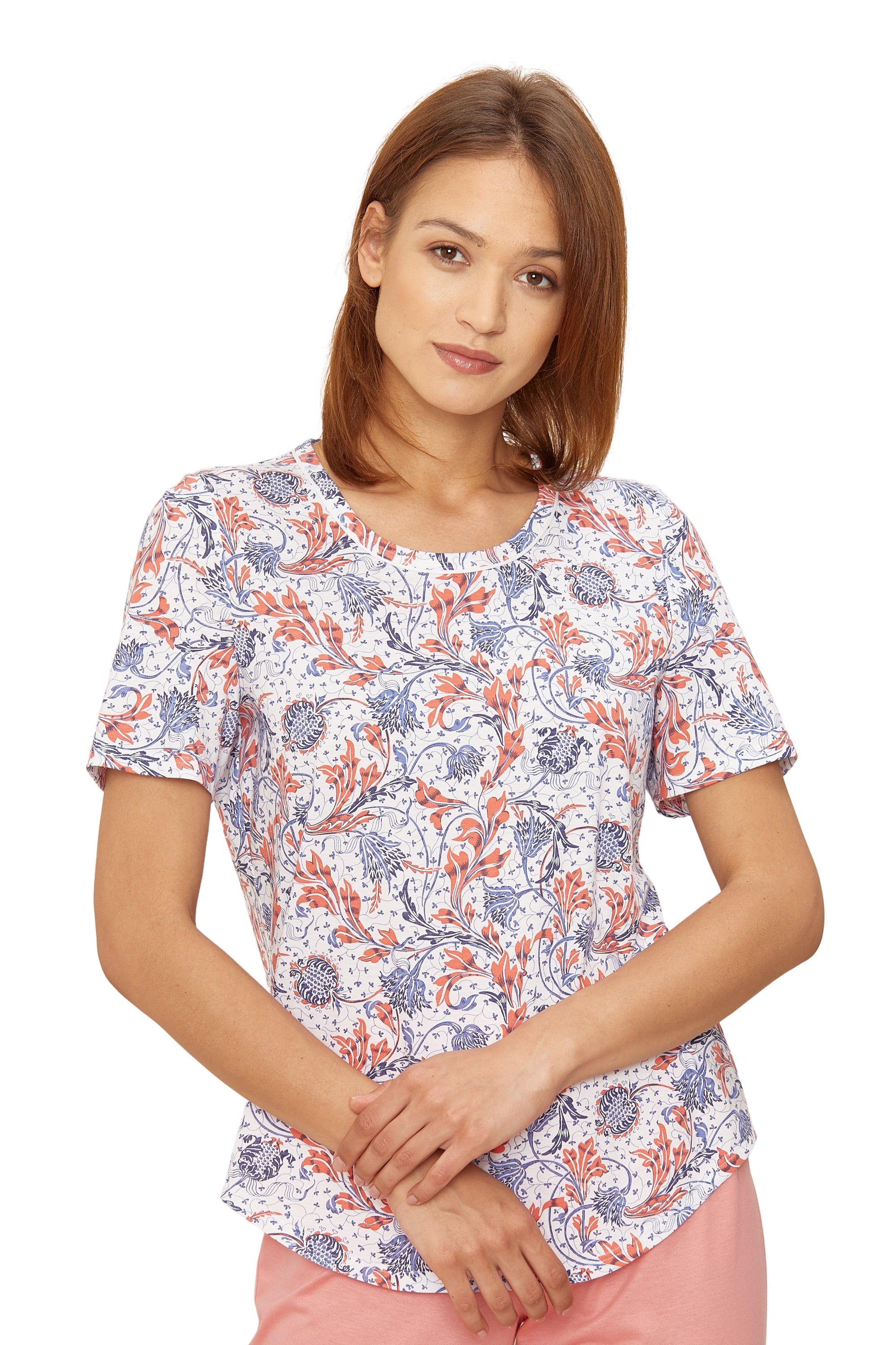 Rosch Shirt Gots, 1/2 Sleeve, Round Neck Ornam (1884807) Blue Ornamental