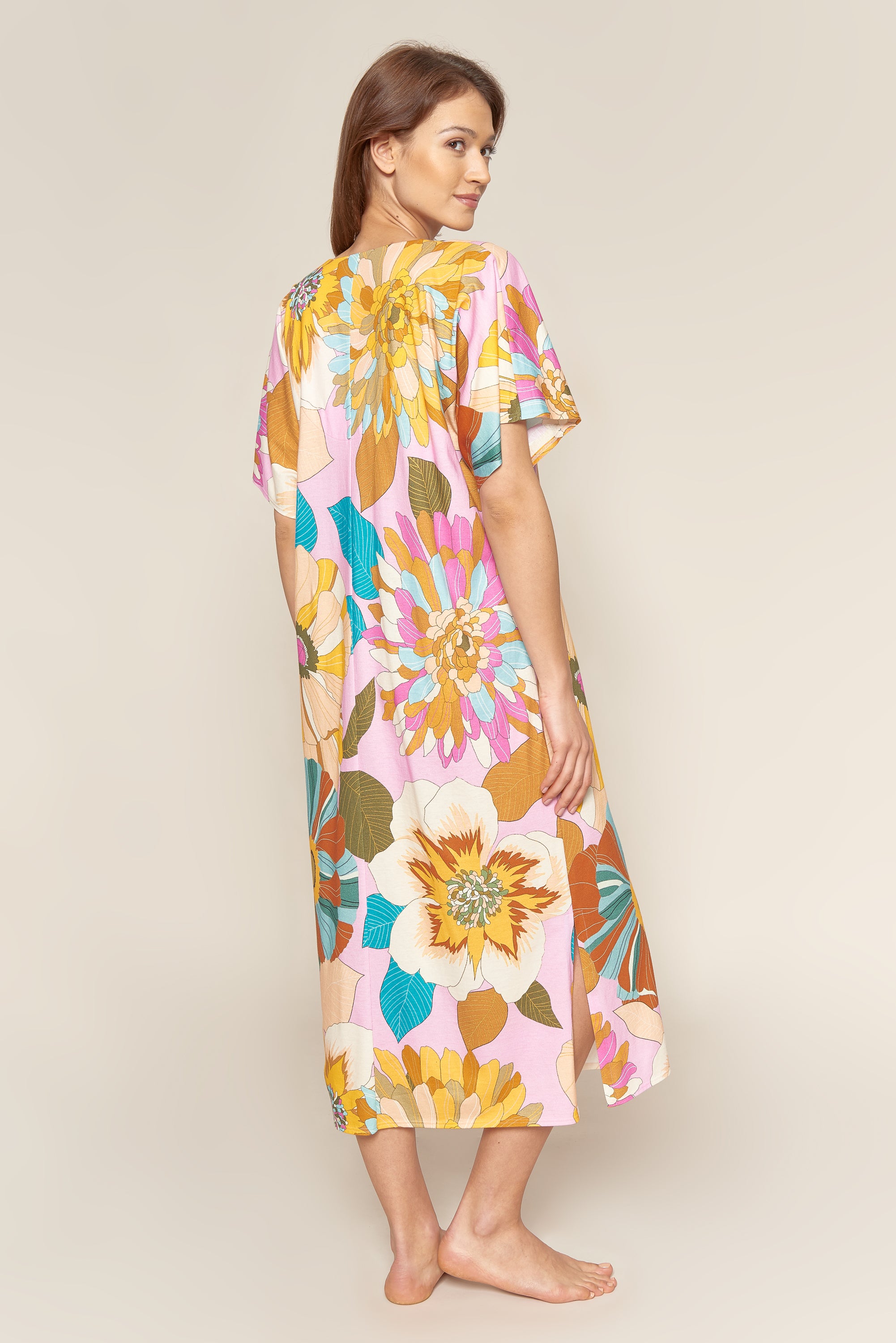 Feraud Night Dress, Round Neck, Overcut Couture Flower (3221000) Modern Flower
