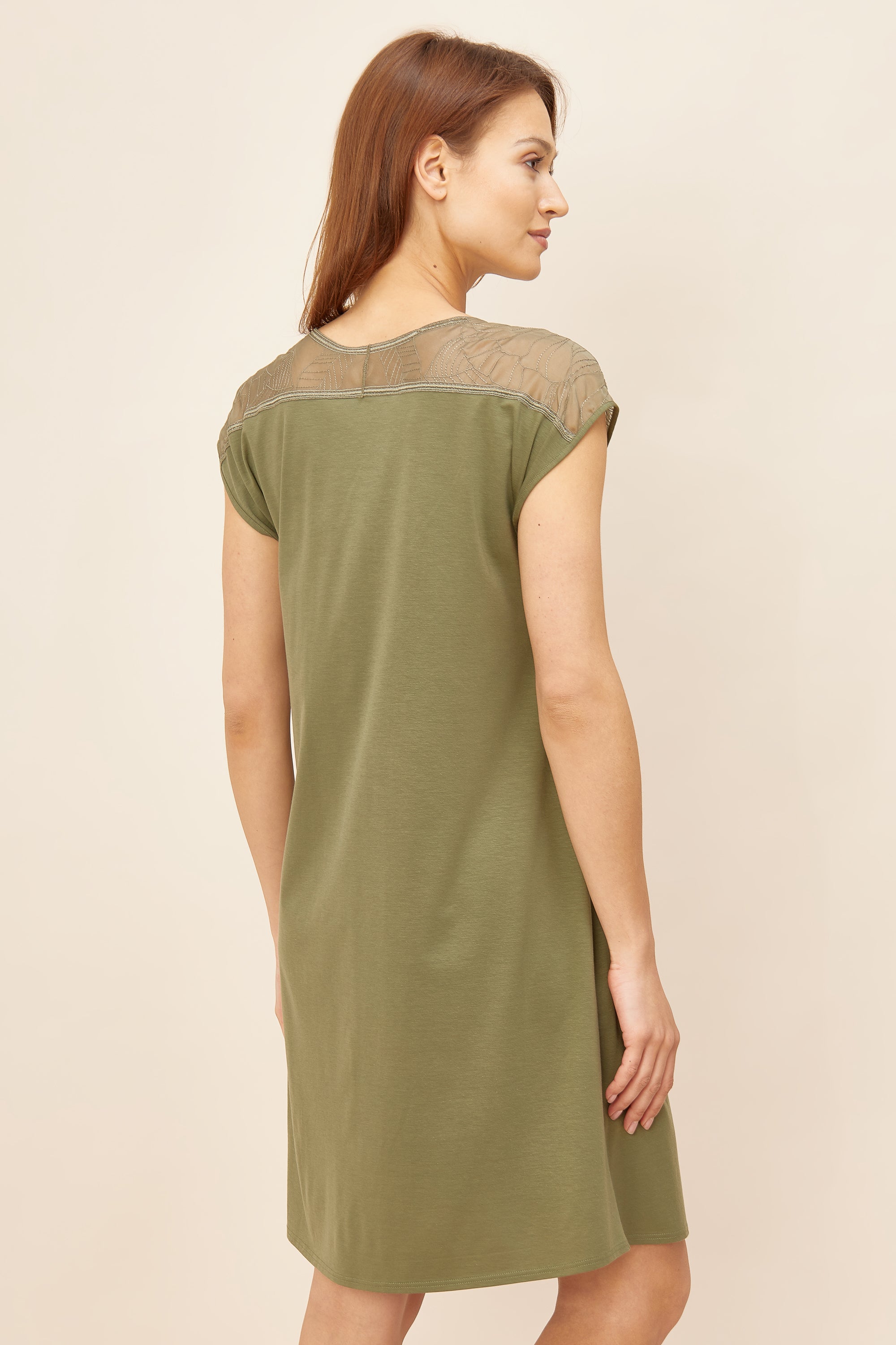 Feraud Night Dress, Overcut, V-Neck Finest Lace (3221004) Khaki