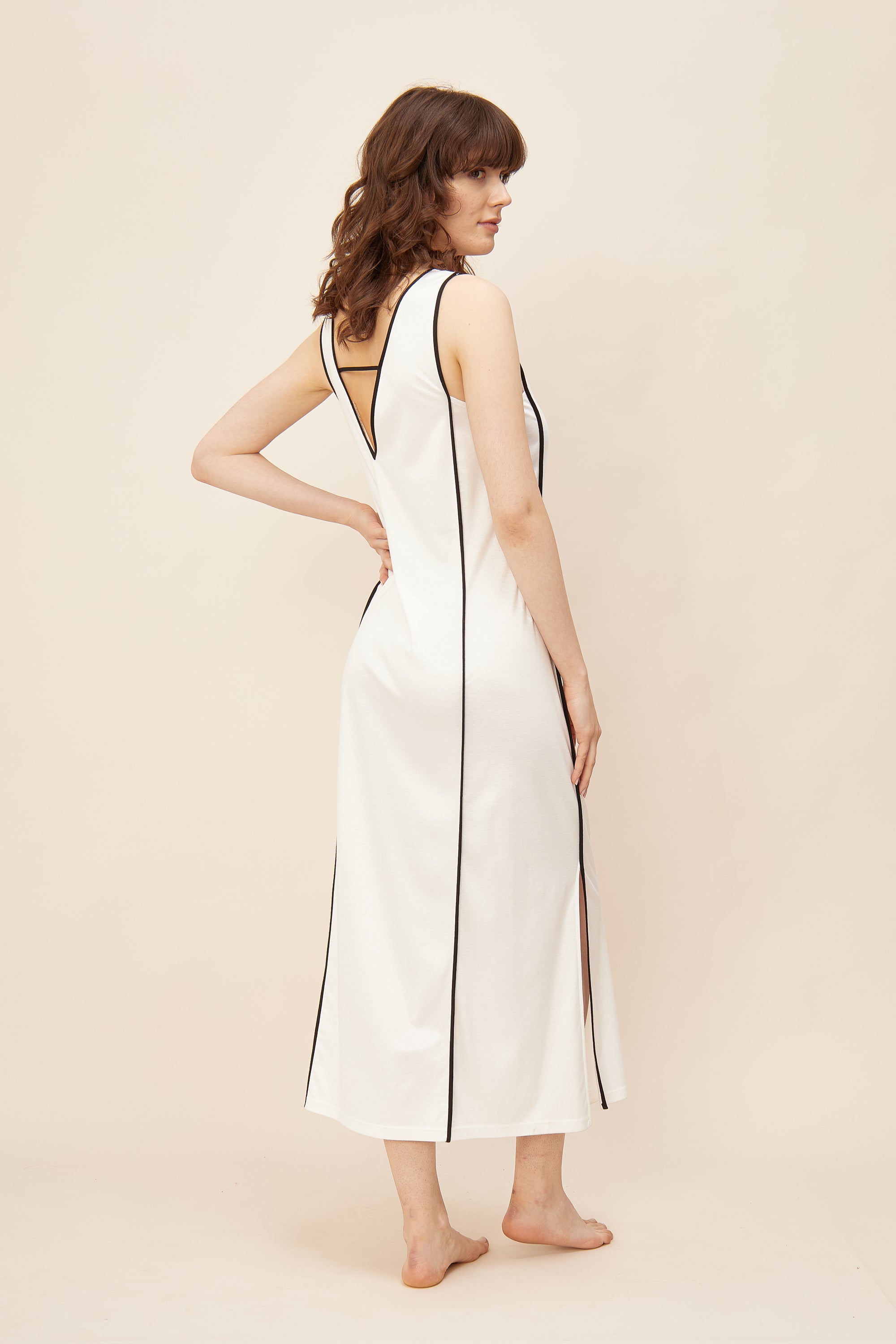 Feraud Night Dress, Sleeveless, Angular Neck Couture Sty (3221025) Ivory-Black