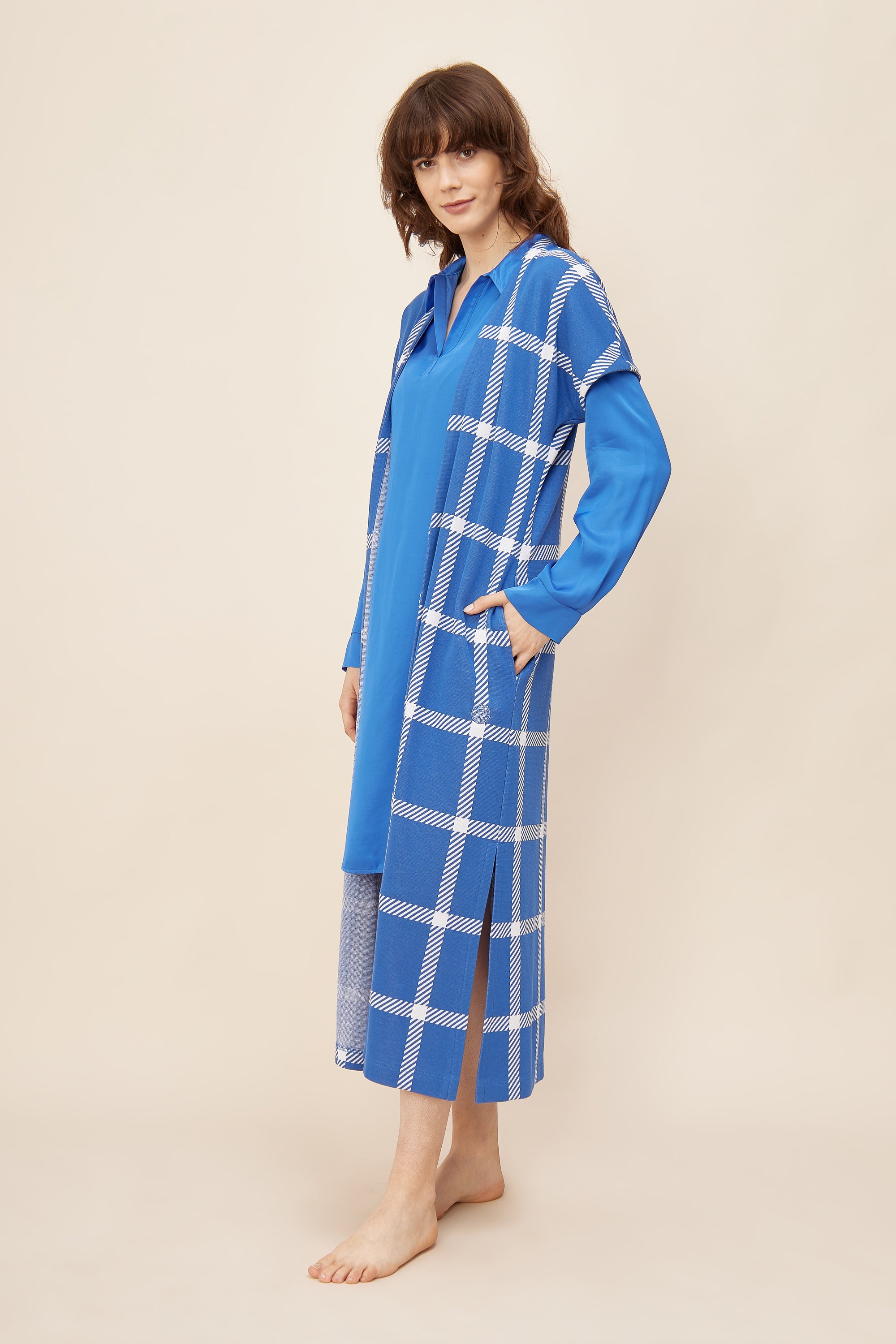 Feraud Robe, Overcut Modern Check (3221038) Rock Blue
