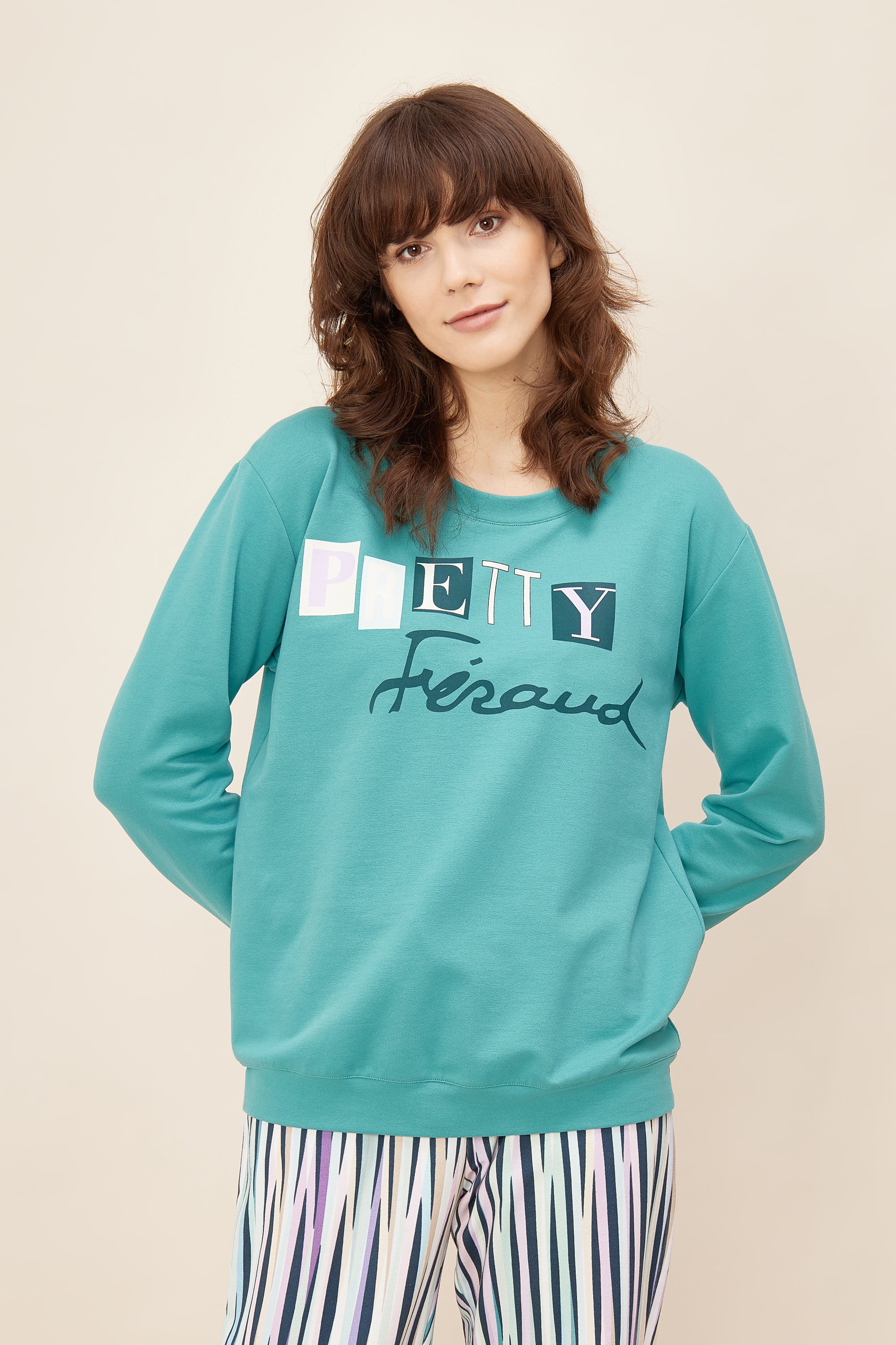 Feraud Sweatshirt, 1/1 Sleeve, Round Neck Uni L (3221047) Jade