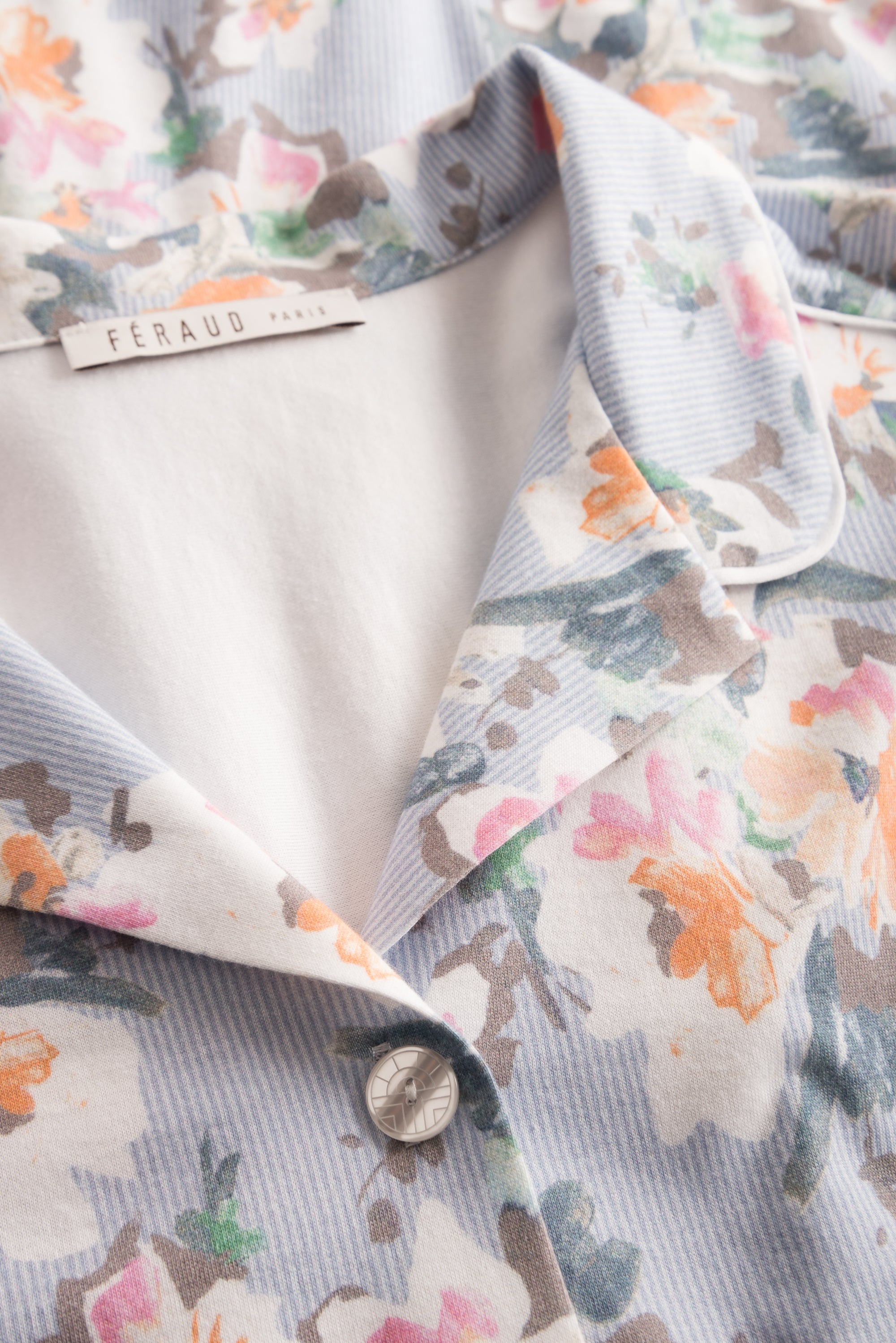 Feraud Pajama, 1/2 Sleeve, Pants 1/1, Lapel Collar, (3221077) Flower Stripe
