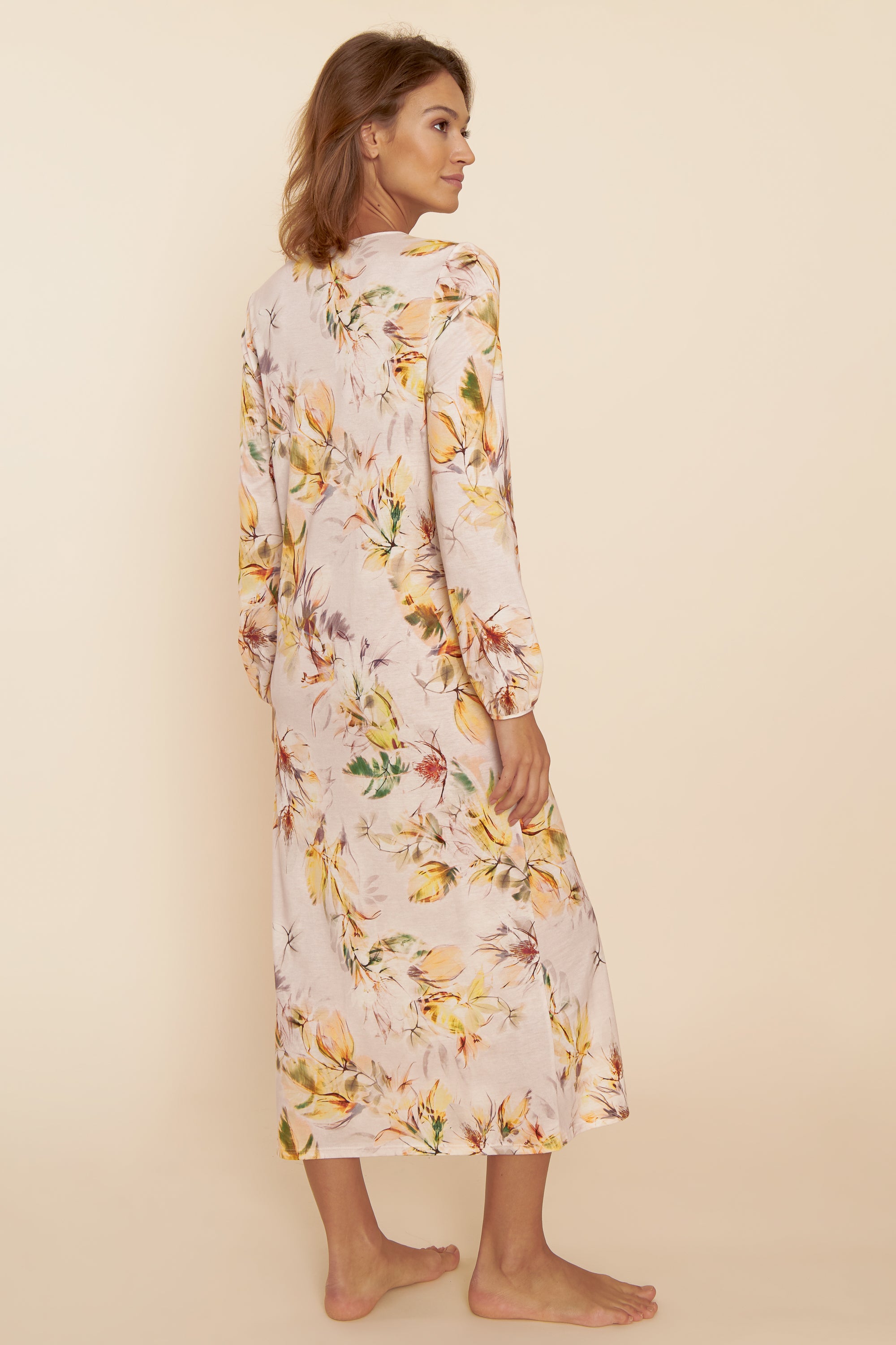 Feraud Night Dress, 1/1 Sleeve, Round Neck Flower Lines (3221102) Multicolor Flowers