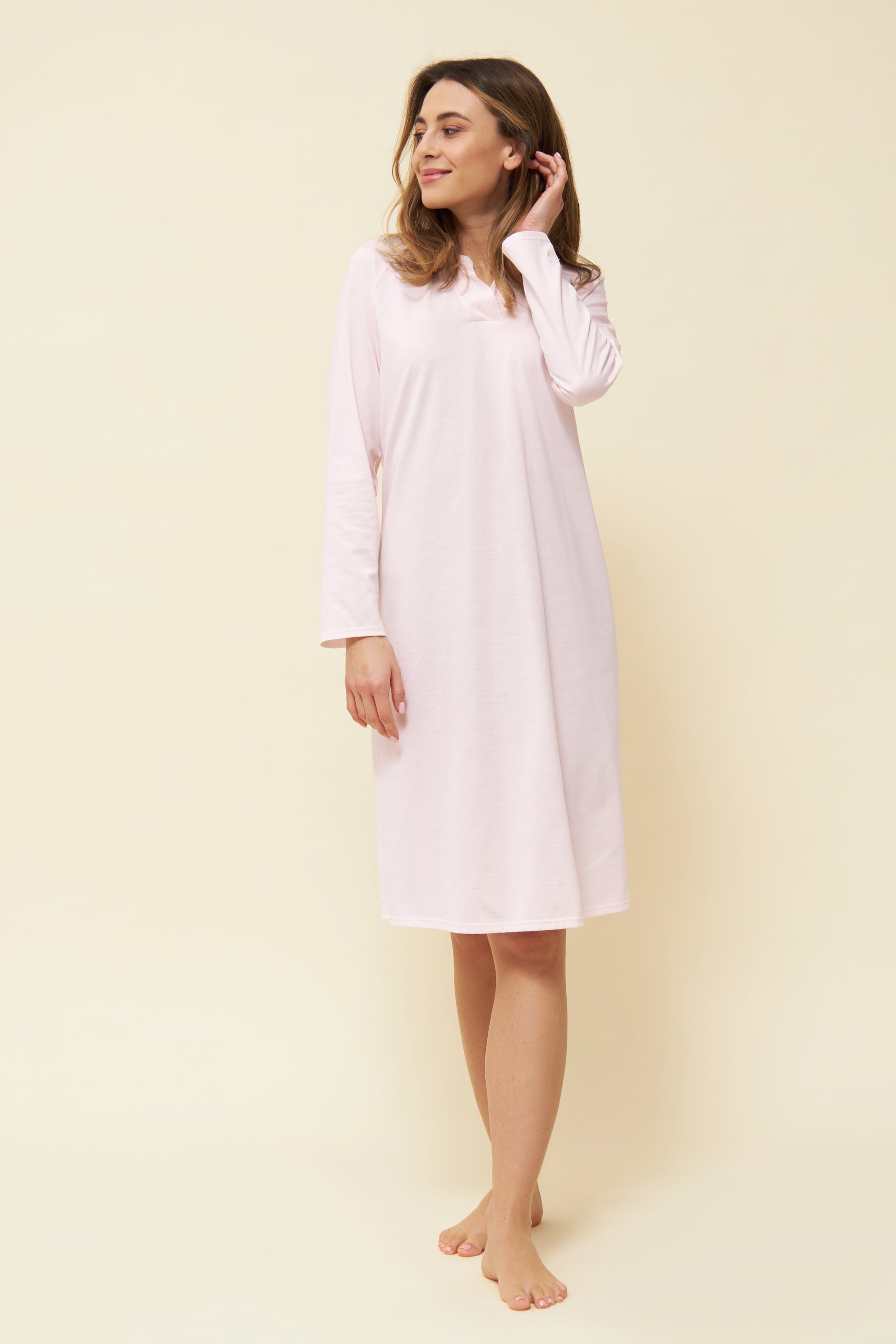Feraud Night Dress, 1/1 Sleeve, Round Neck Modern Quilt (3221115) Peach