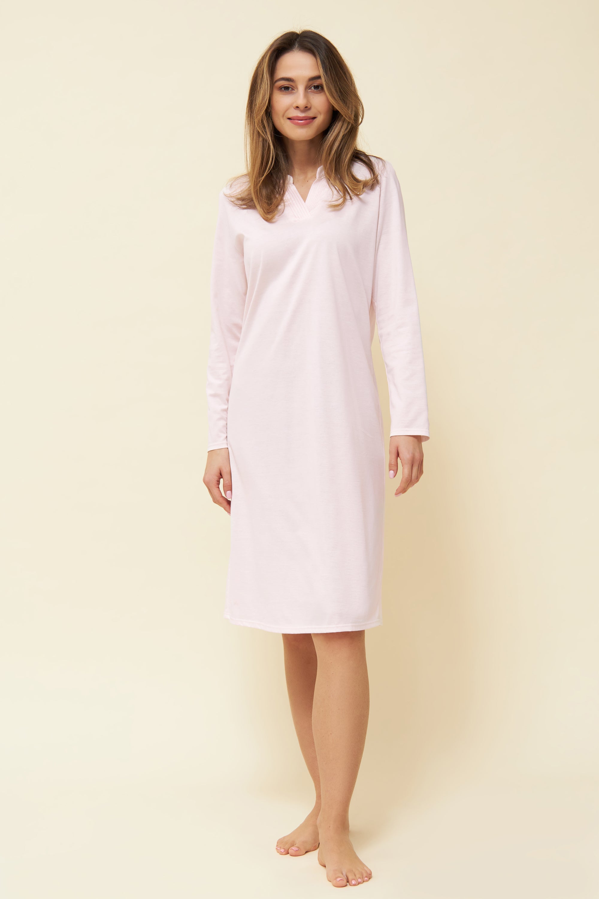 Feraud Night Dress, 1/1 Sleeve, Round Neck Modern Quilt (3221115) Peach