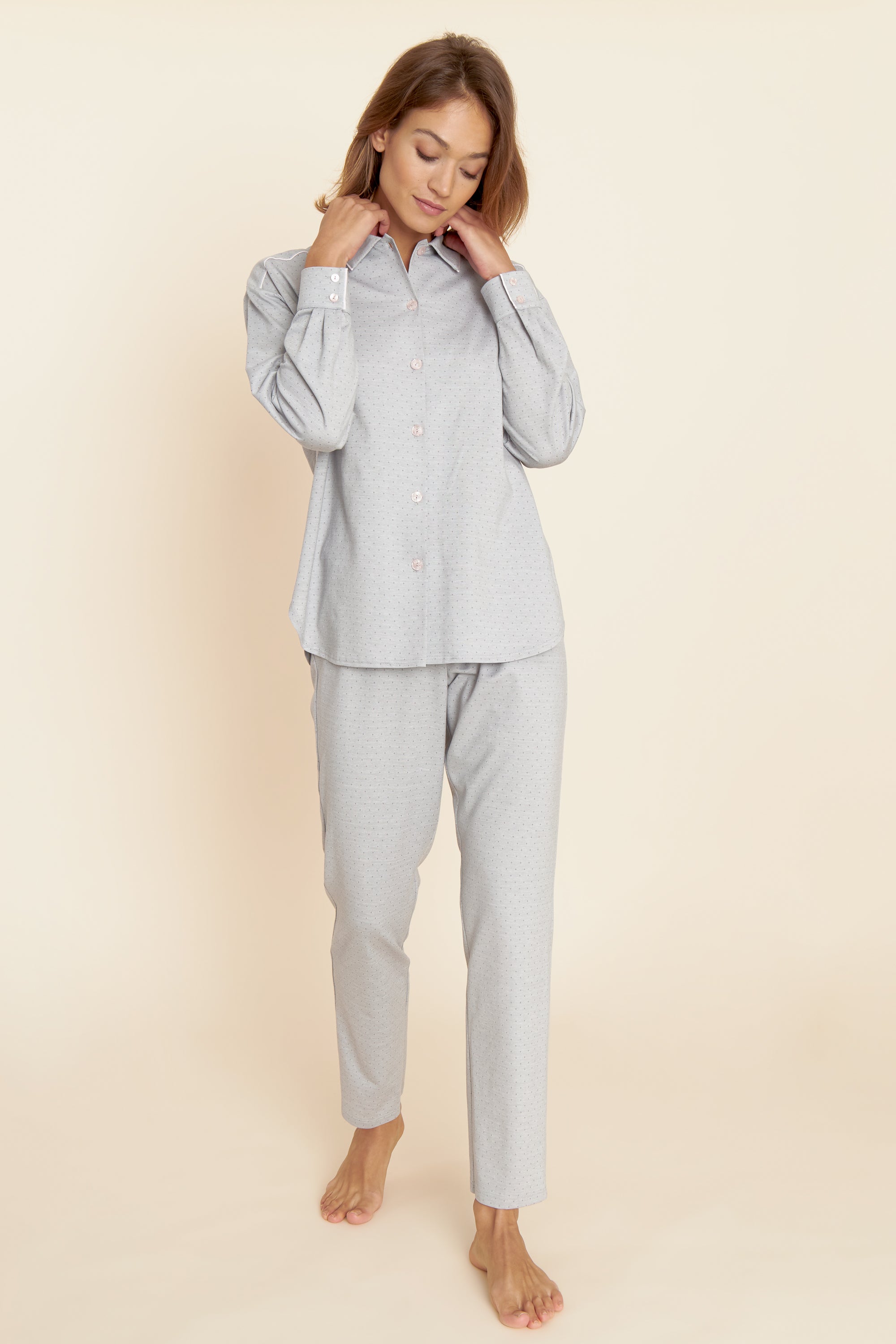 Feraud Pajama, 1/1 Sleeve, Pants 1/1, Button-Throug (3221158) Shades Of Grey