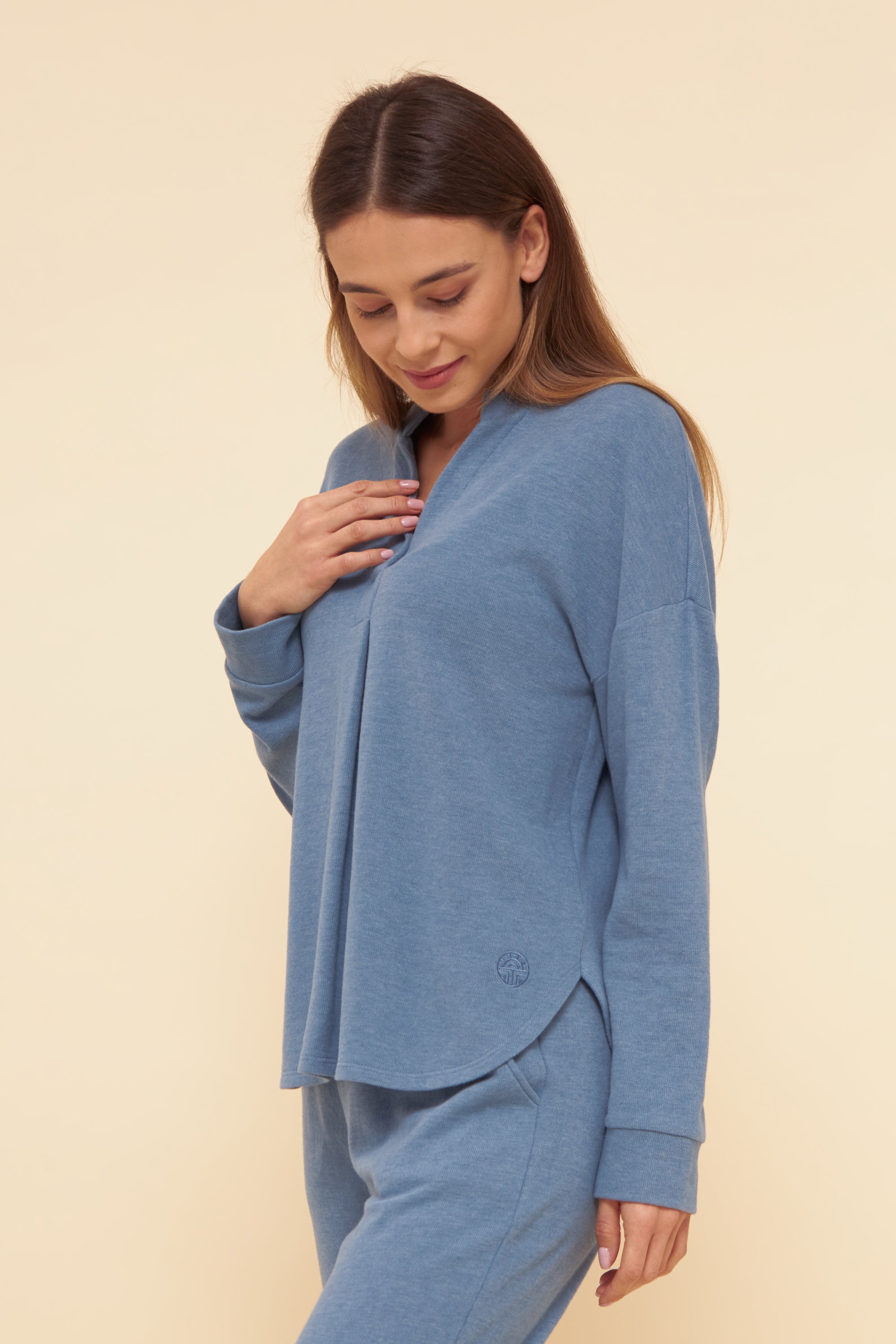 Feraud Lounge Suit, 1/1 Sleeve, Pants 1/1, Round Neck, P (3221170) Heather Blue