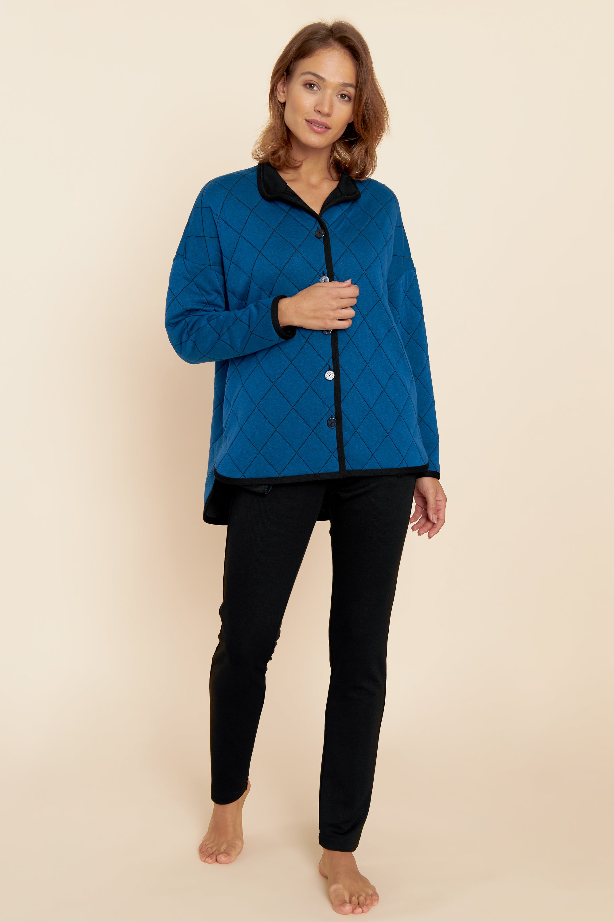 Feraud Lounge Suit, 1/1 Sleeve, Pants 1/1, Button-Throug (3221192) Check
