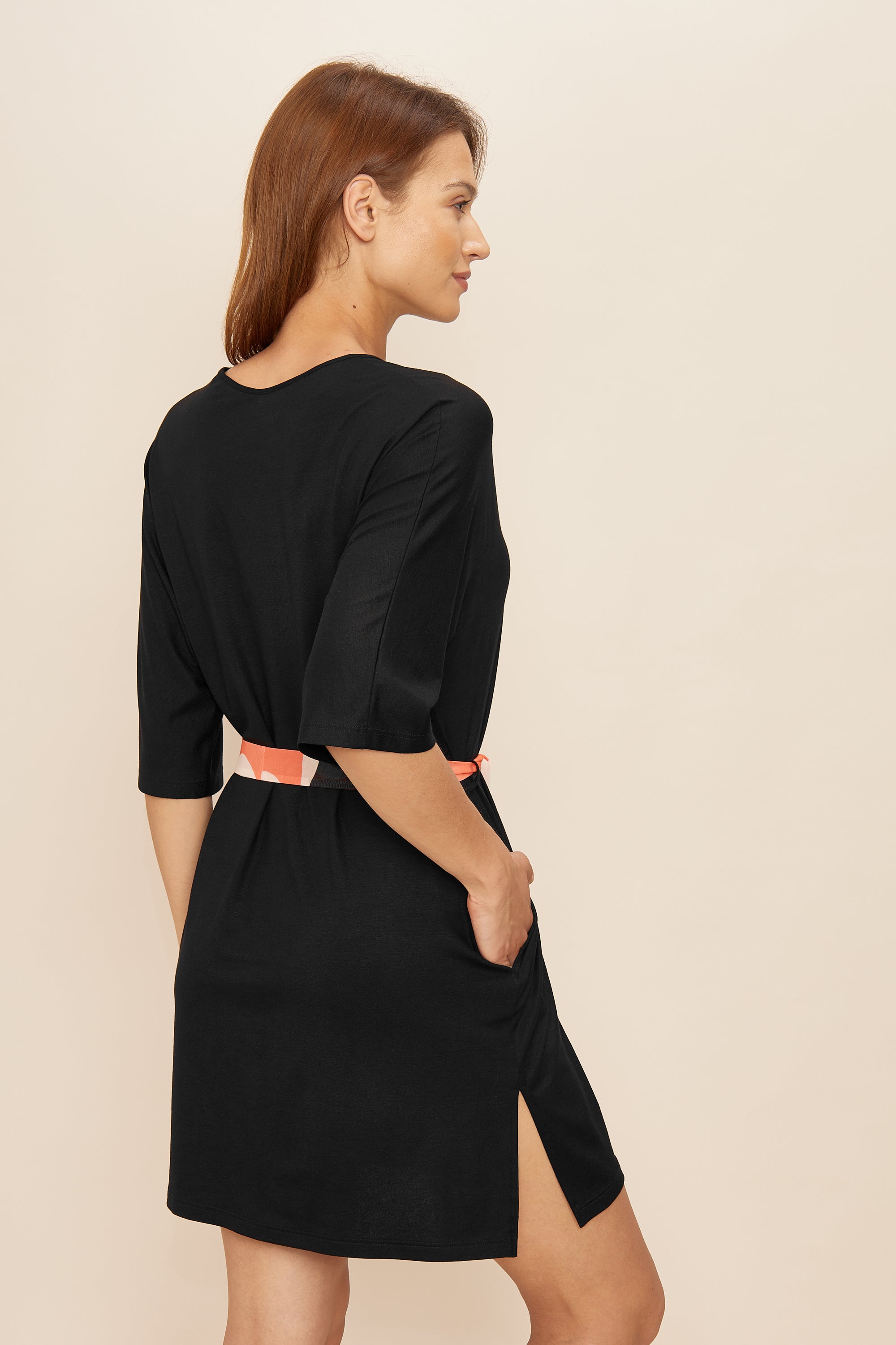 Feraud Beach Dress, 1/2 Arm, V-Neck Black Effects (3225101) Black
